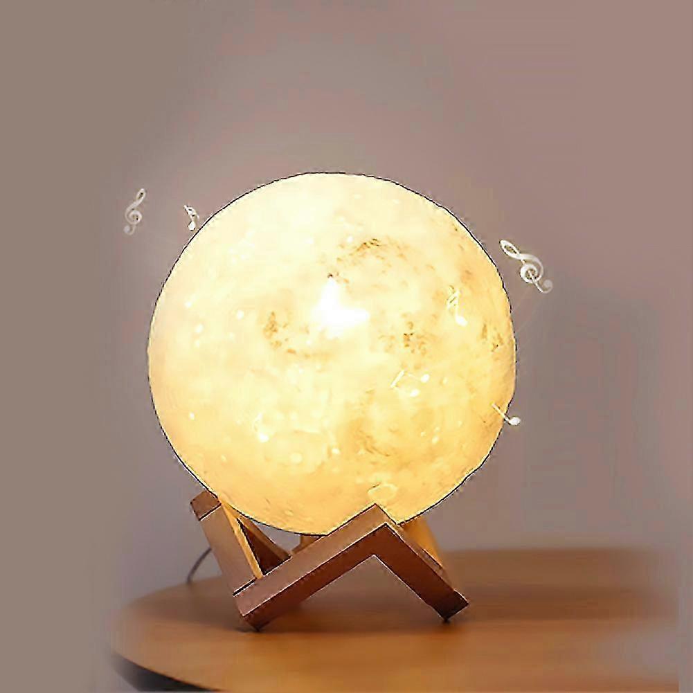 15cm 3D Printing Moon Lamp Creative Colorful Dimmable Light with Bluetooth Speaker USB Charging Bedside Atmosphere Lamp 2025