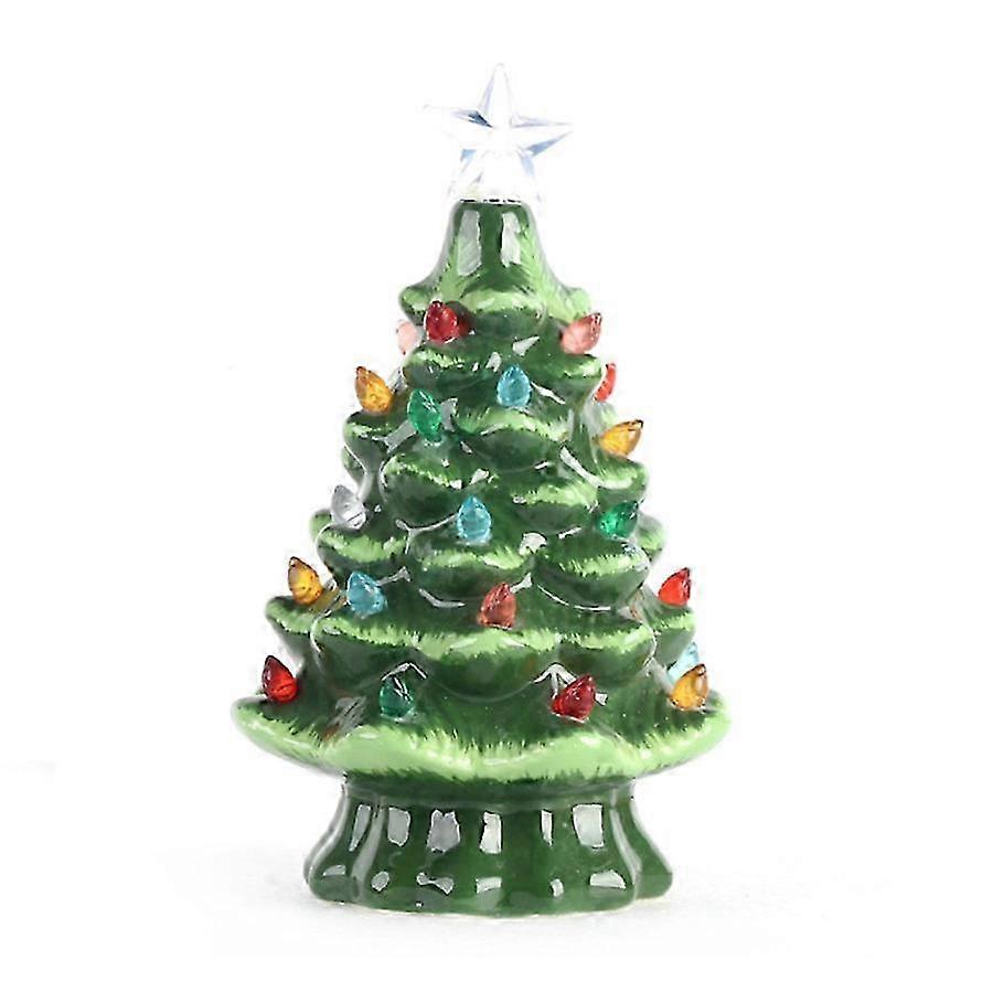Μικρό πράσινο κεραμικό χριστουγεννιάτικο δέντρο για επιτραπέζια χριστουγεννιάτικη διακόσμηση 2025