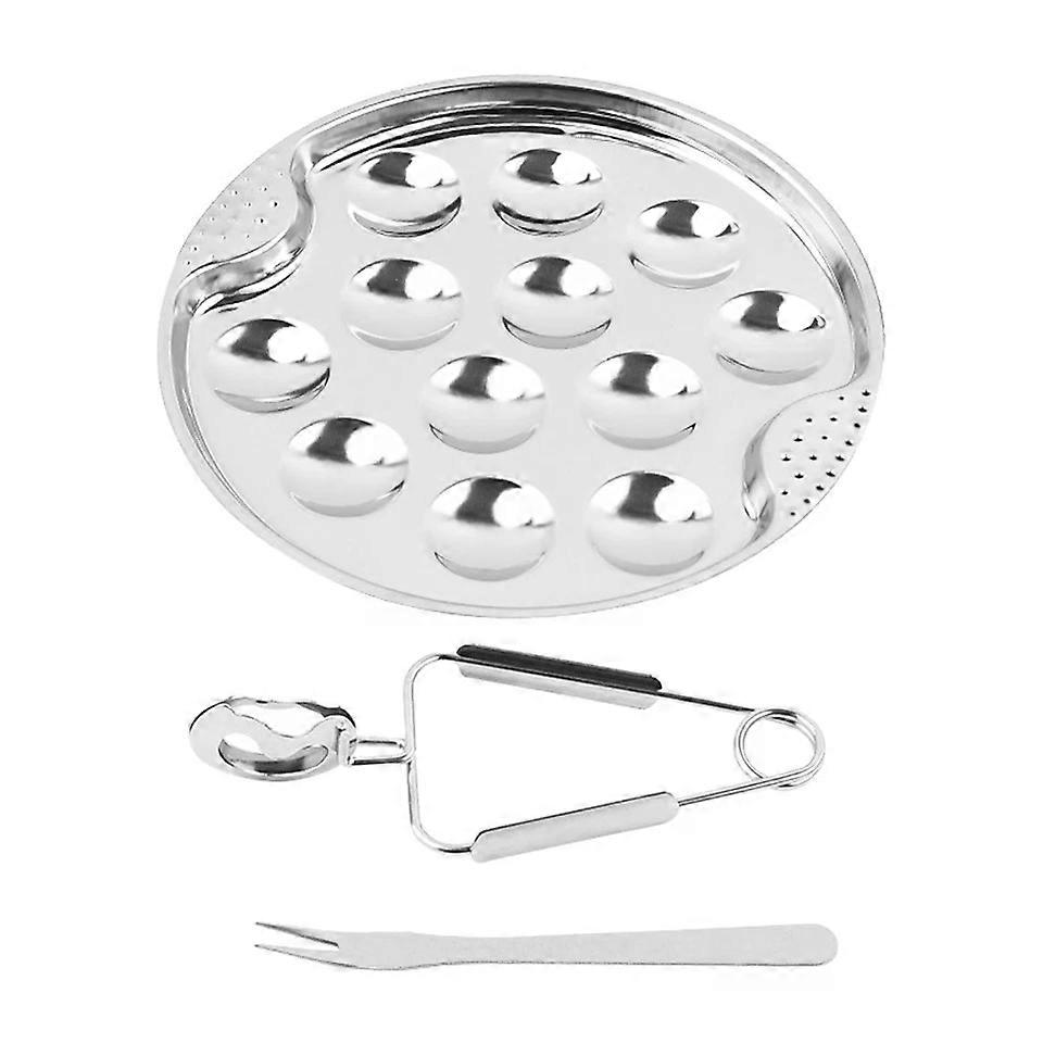 Escargot Plate Set, Easy to Clean Multipurpose Stainless Steel Takoyaki Pan Tableware