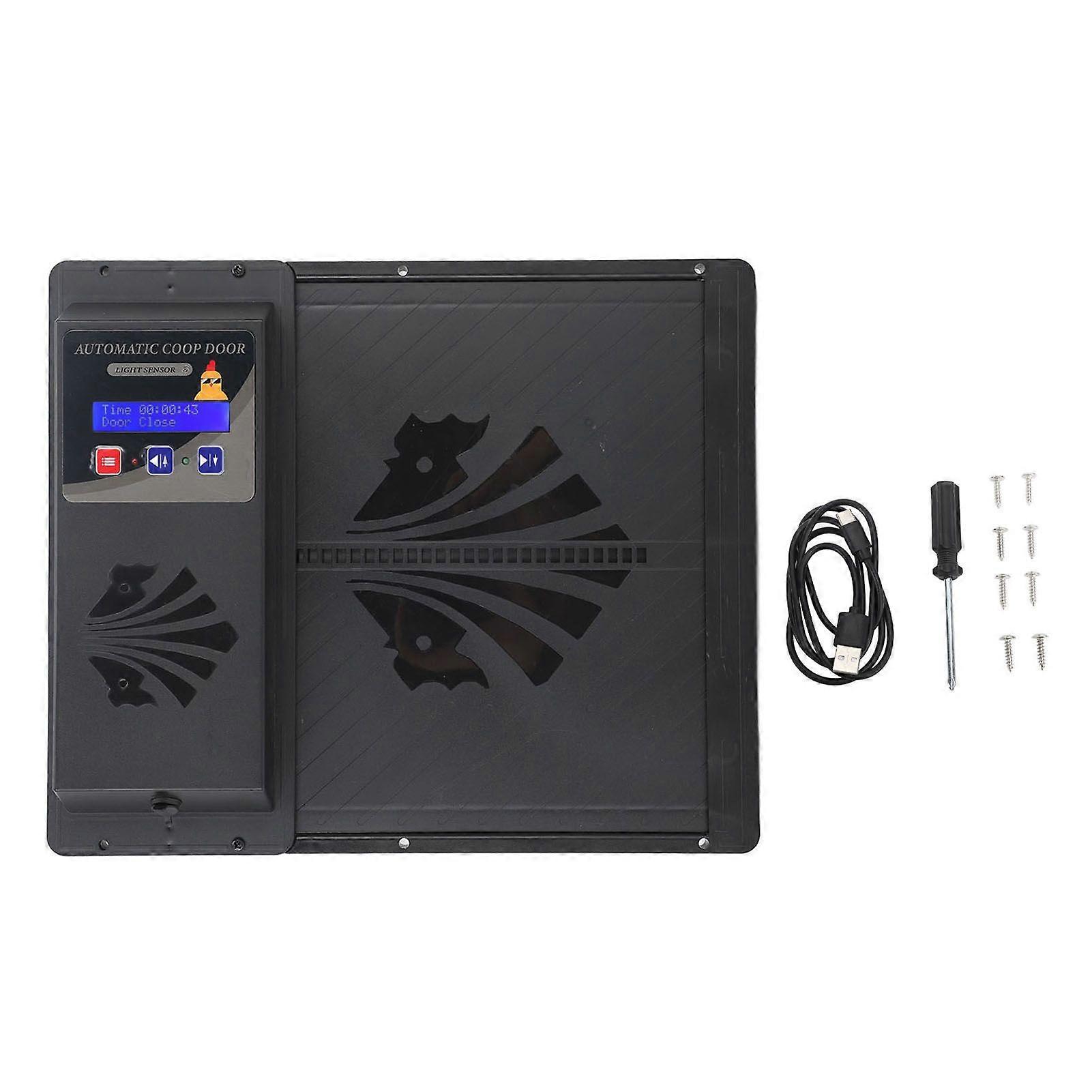 Automatic Chicken Coop Door USB Horizontal Opening Automatic Chicken Coop Door Opener with Timer Black