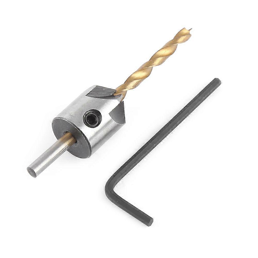 Countersink Drill Bit Carpentry Woodworking Boring Tool Round Shank With Hex Key(4mm)
