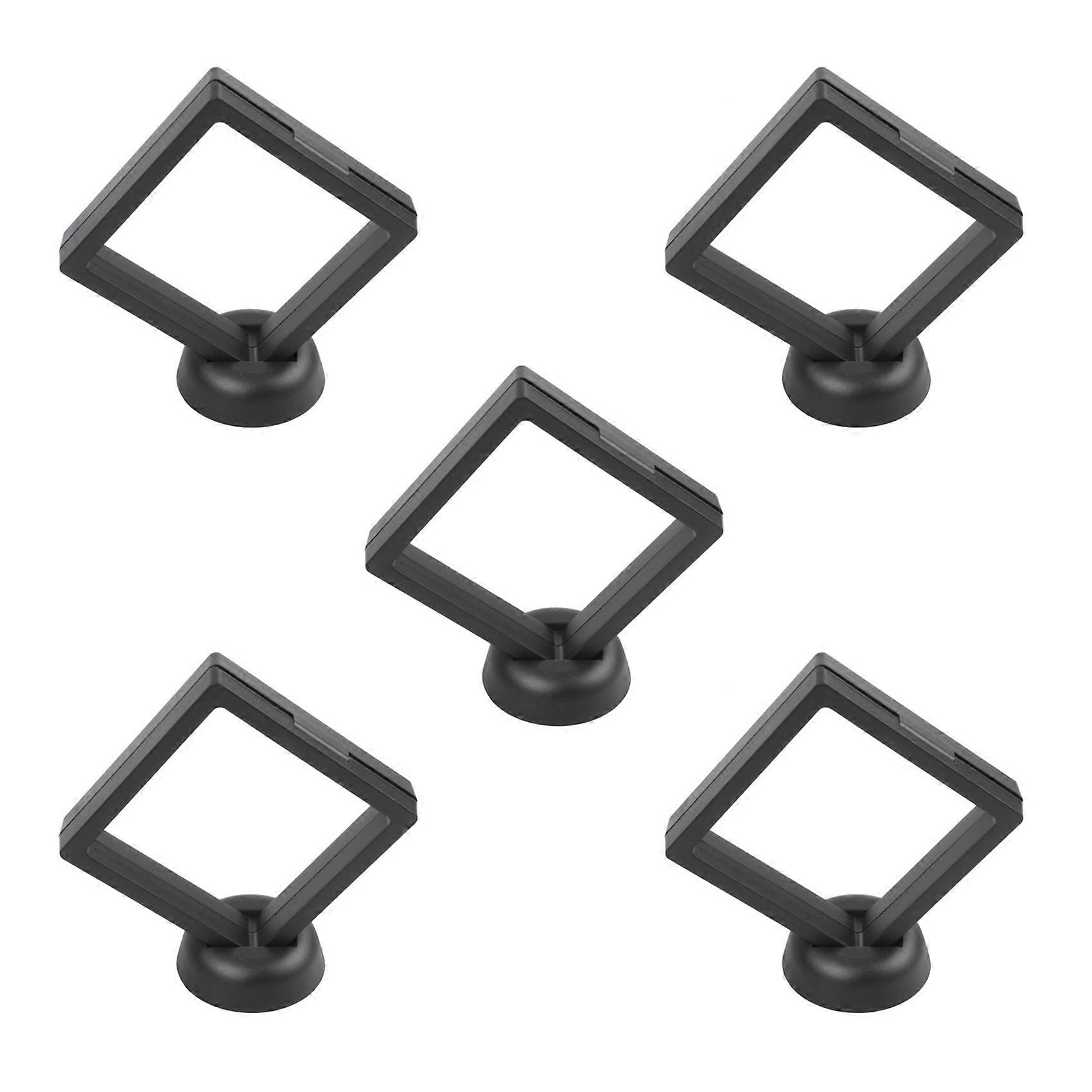 5X Square 3D Albums Floating Frame Holder Coin Box Jewelry Display Show Case, 9X9cm (with Base)