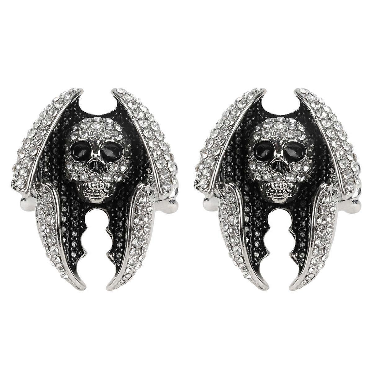 Retro Skull Ring Creative Rings for Decoration Use 2Pcs Black Metal