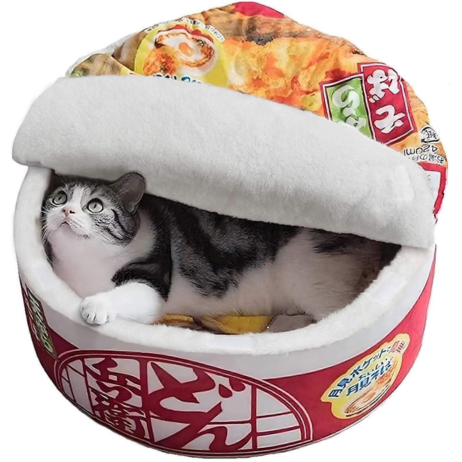 Ramen Noodle Dog Cat Bed Indoor Pet Nest With Removable Washable Cushion Keep Warm Red 23.6 X 23.6 X 10.2 Inches