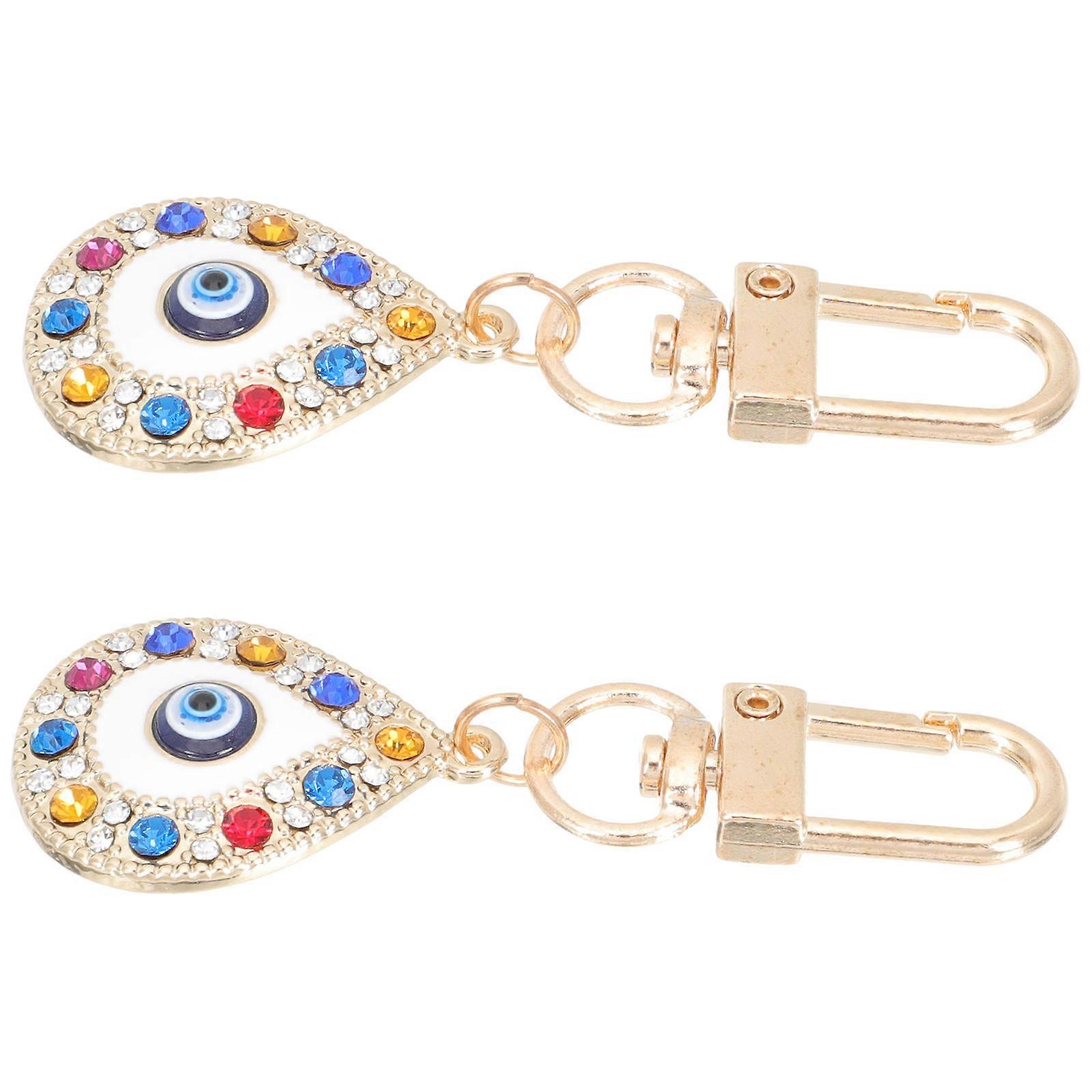 Evil Eye Keychain Drop Shape Keychains Daily Use Zinc Alloy Blue Color for 2Pcs