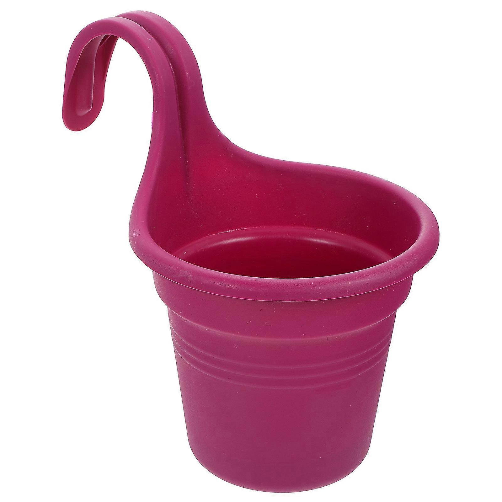 Purple Hanging Flower Bucket for Balcony Storage with Hook Design