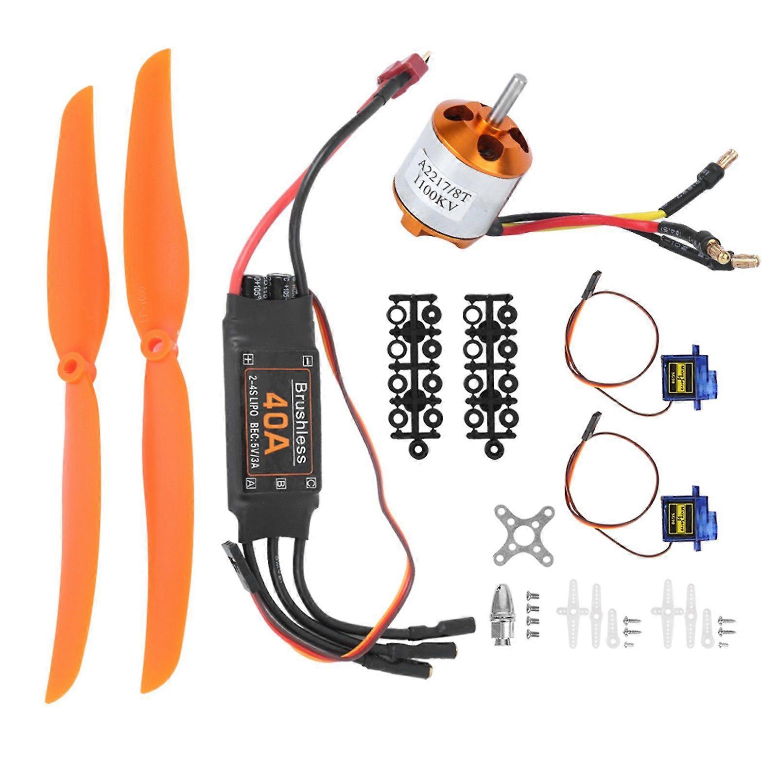A2217 1100KV Brushless Motor 40A ESC SG90 9G Micro Servo 1060 Propeller for RC Plane(1100KV Motor 40A ESC 9G Servo 1060 Propeller )