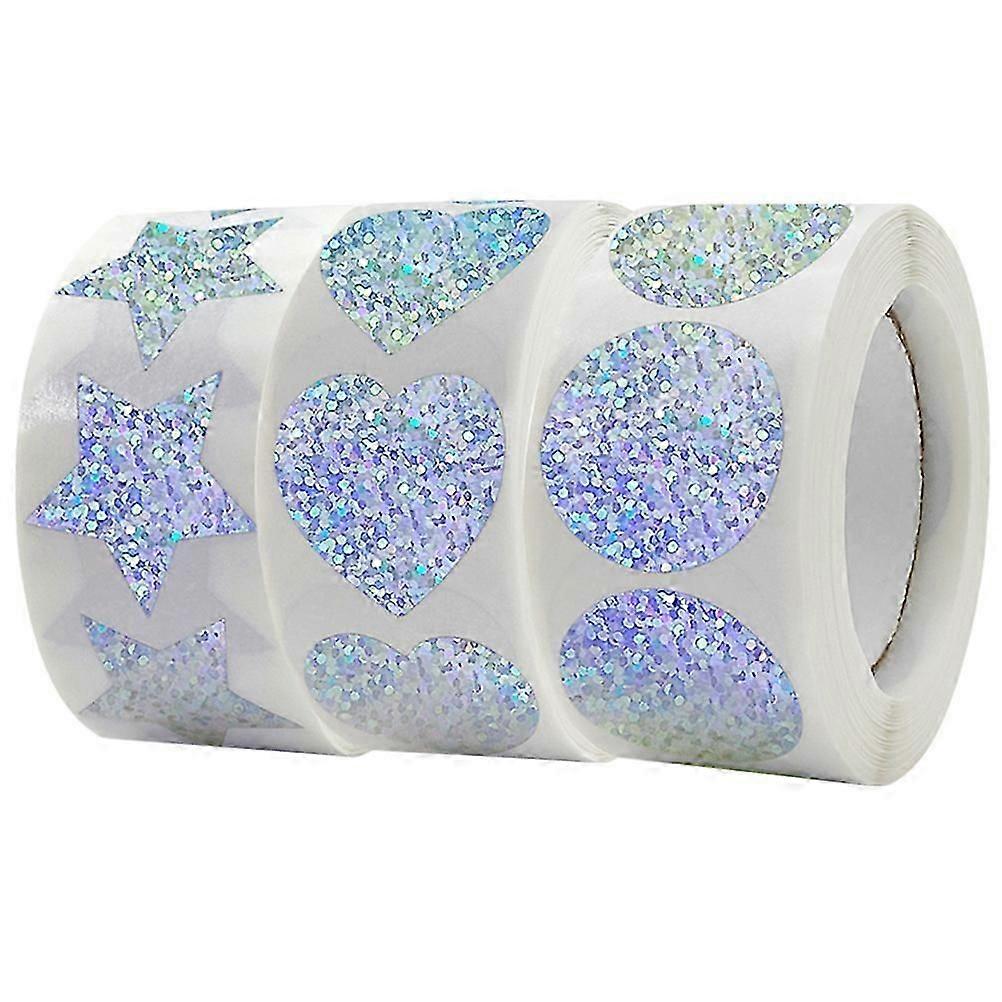 Valentines Heart Stickers Round Stickers Decorative Star Stickers Assorted Color 2.50X2.50X0.10cm Sealing 3 Rollsp
