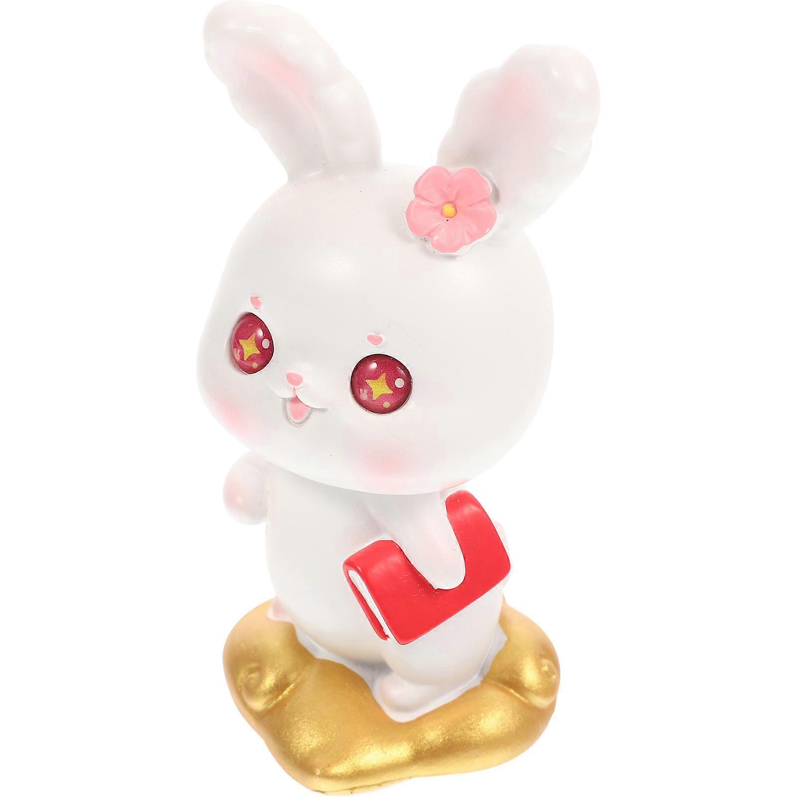 Desktop Rabbit Ornaments Shaking Head Bunny Figurines 4Pcs