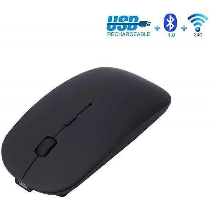 2.4GHz Wireless and Bluetooth Mouse, Dual Mode Rechargeable Wireless Mouse with Silent Click Compatible with PC,