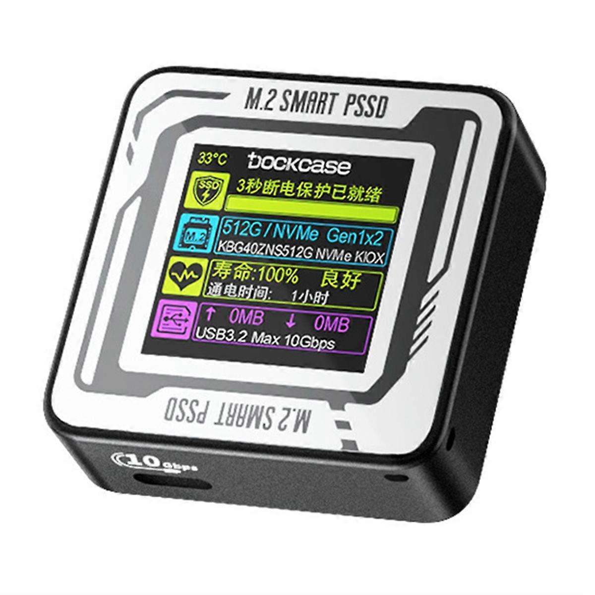 2230 M.2 NVMe SSD Enclosure with LCD Display Screen USB Black