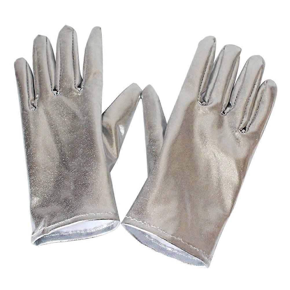 Fancy Gloves For Women Short Gloves Evening Party Silver Patent Simulation Comfortable 1 Pair