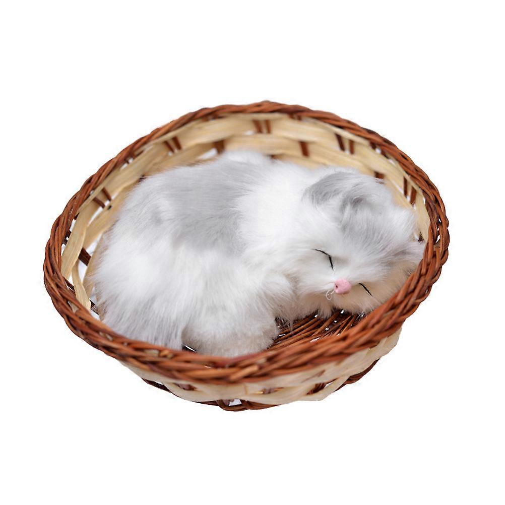 Creative Simulation Basket Cat Plush Toy for Decoration 3Pcs Brown Ornament