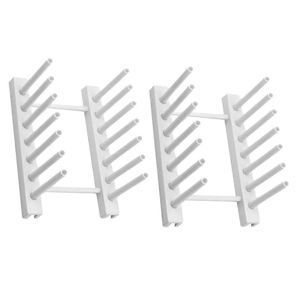 Dish Organizer Plate Rack for Home Use 2Pcs ABS White Kitchen Accessory