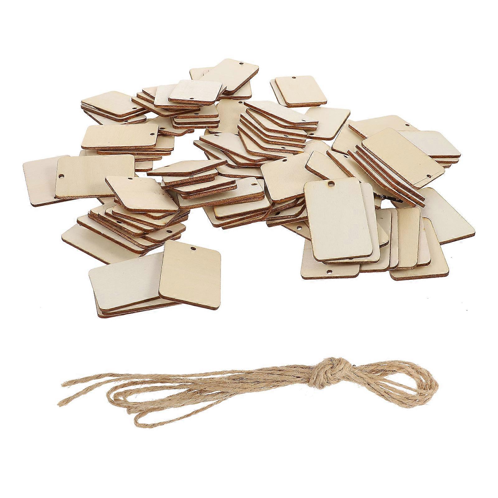 Wooden Slices DIY Rectangular Wood Slices for Hanging Decor 2Sets
