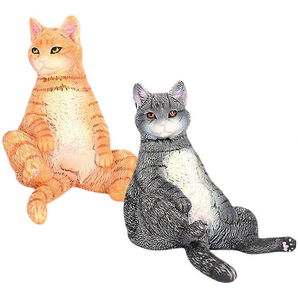 Cute Cat Figurine PVC Decorative Desktop Cat Model with 6Pcs Set