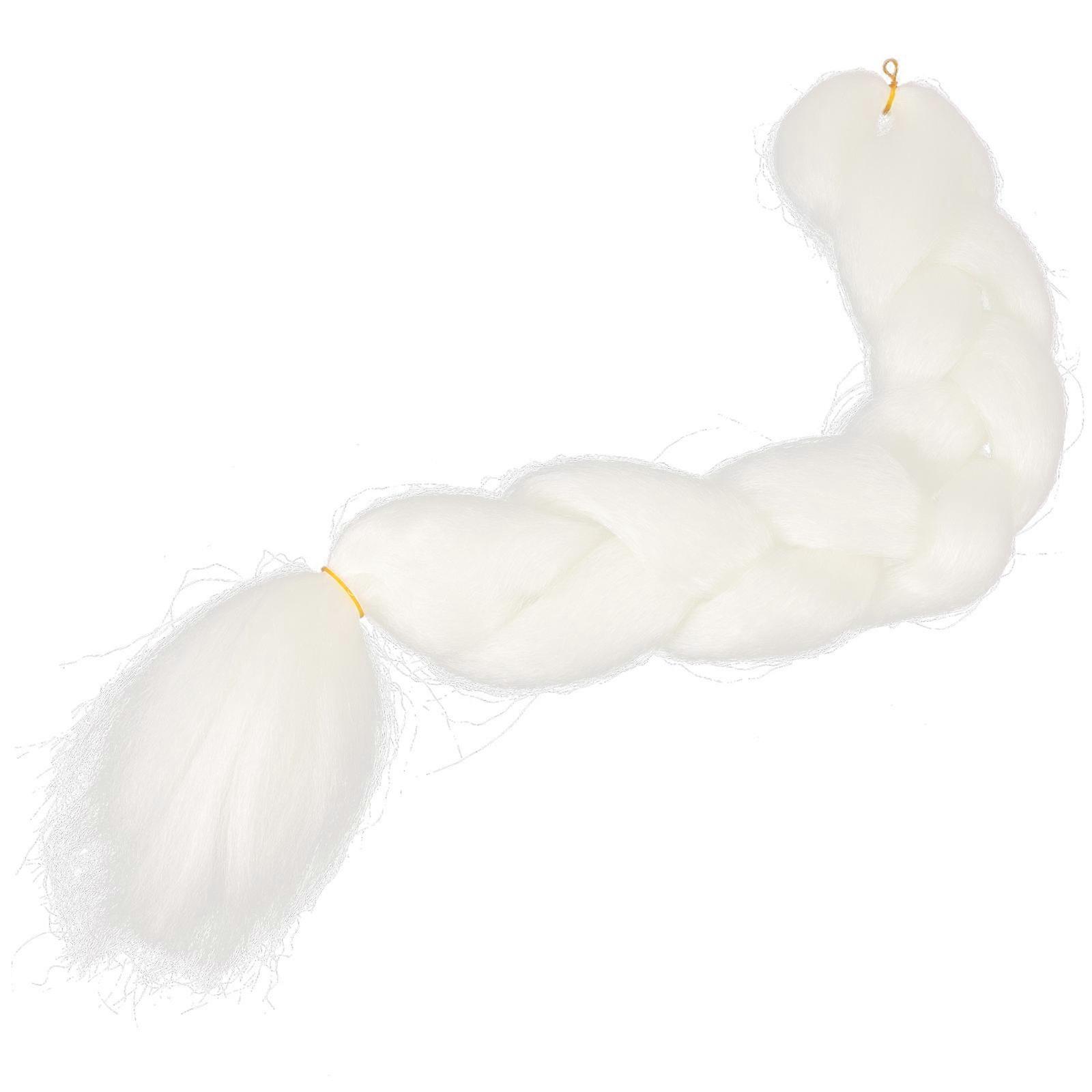 Glow in The Dark Braids Hair for Decoration 2Pcs White Braiding Extensions