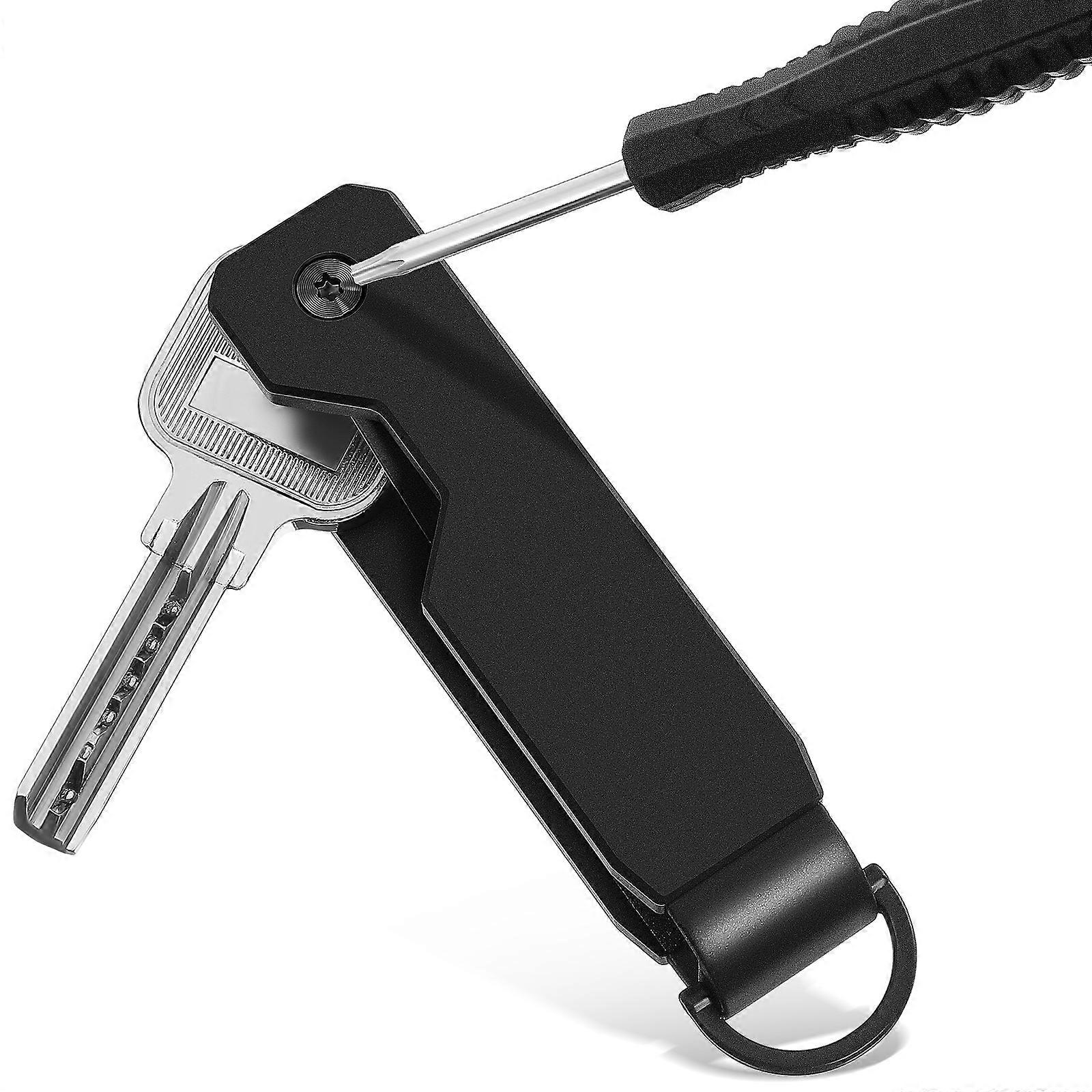 Black Metal Key Organizer Keychain for Men 4Pcs Compact Durable Holder
