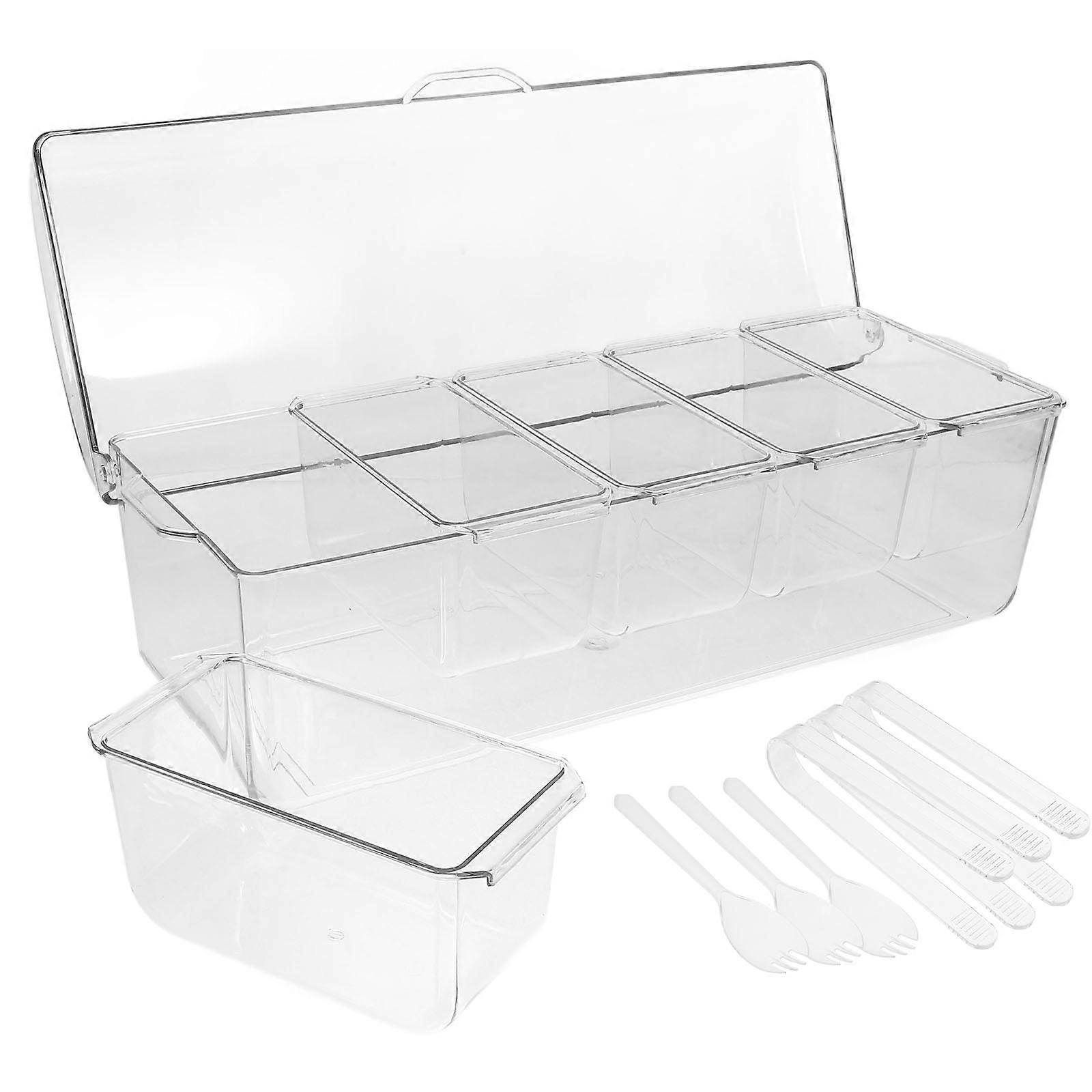 Transparent Salad Bar Containers for Fridge Storage Use 2Sets with Lid
