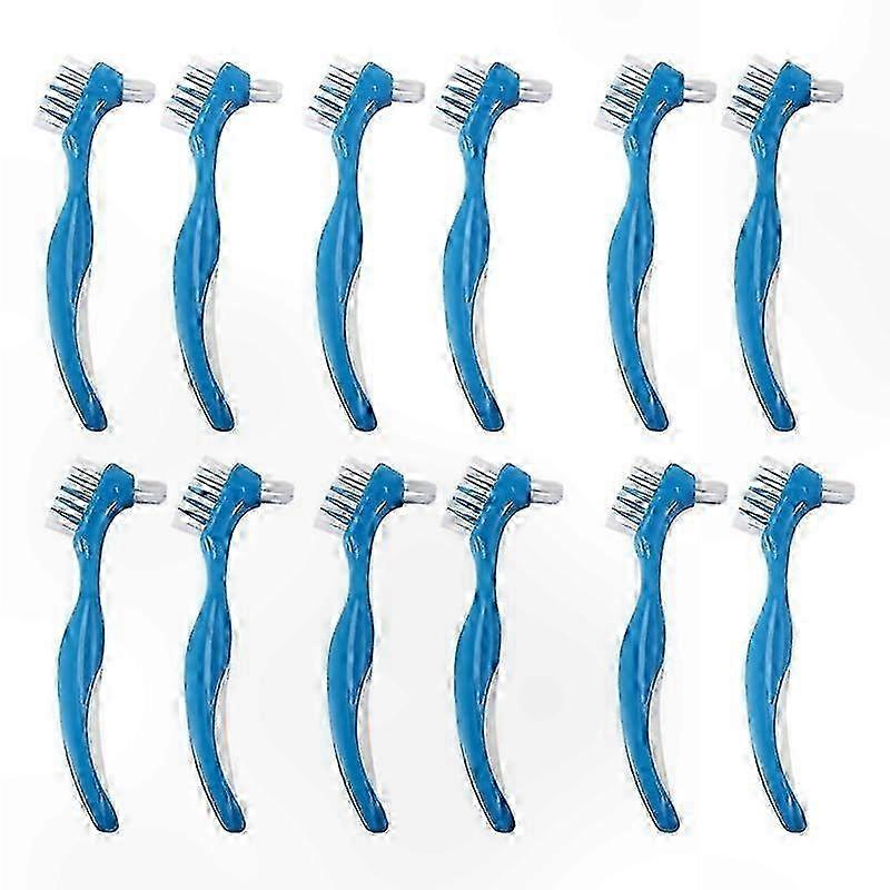 12-Pack Hard Bristle Brushes for Denture and False Teeth Cleaning Care