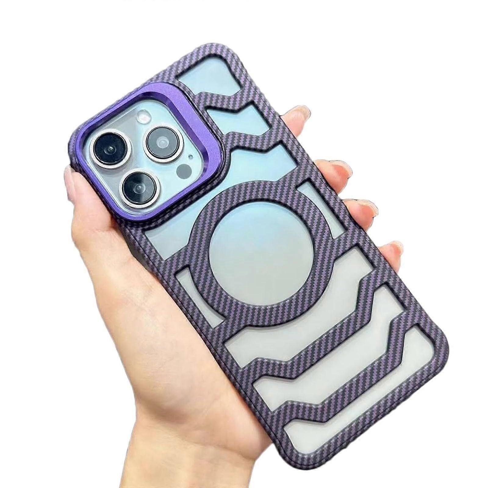 Open-Frame Carbon Fiber Case for compatible with iPhone - Lightweight, Magnetic, Enhanced Airflow & Camera Cover