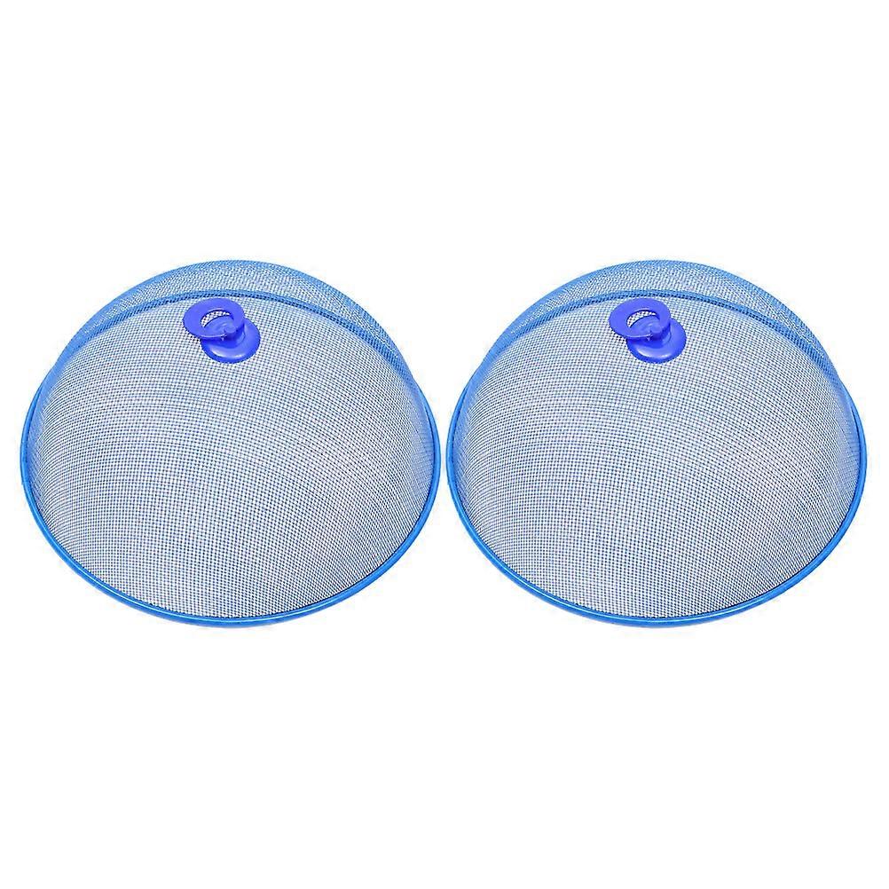 Dome Screen Mesh Food Protector Multi-Function Outdoor Dining Blue Iron Material 28x28x10cm 2Pcs