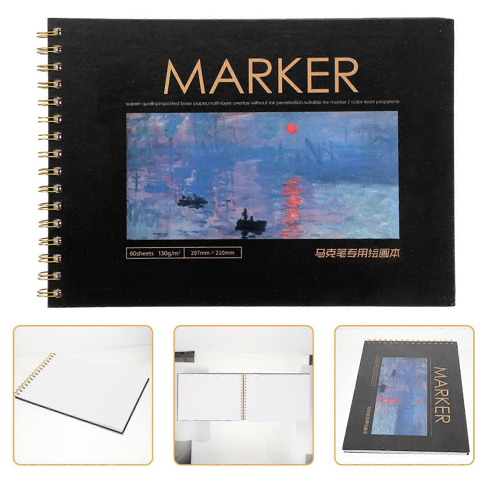Sketch Book Black Thick Paper Portable for Home Versatile Media Compatibility