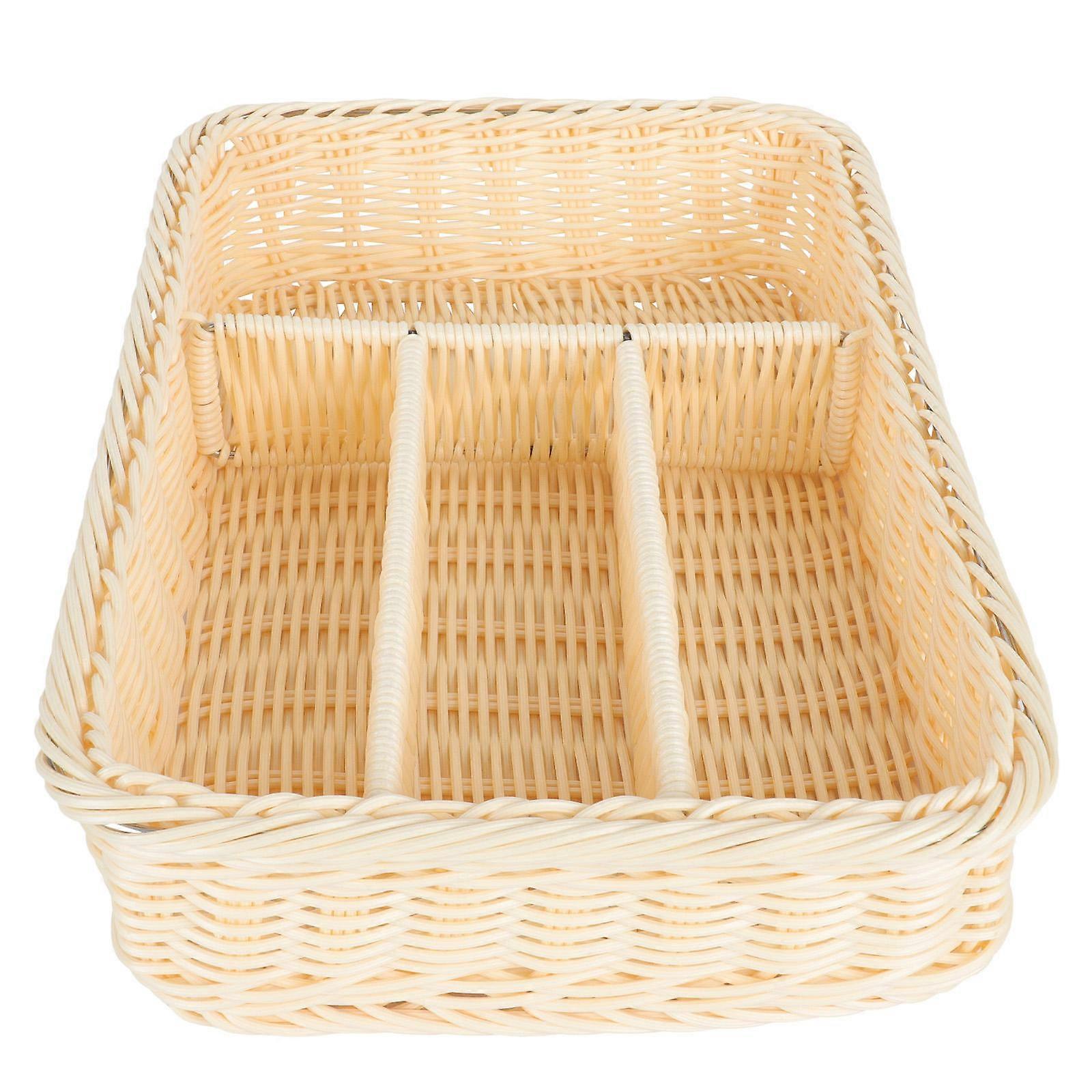 Cutlery Organizer PP 1Pcs Beige Space-Saving Storage Basket for Clutter-