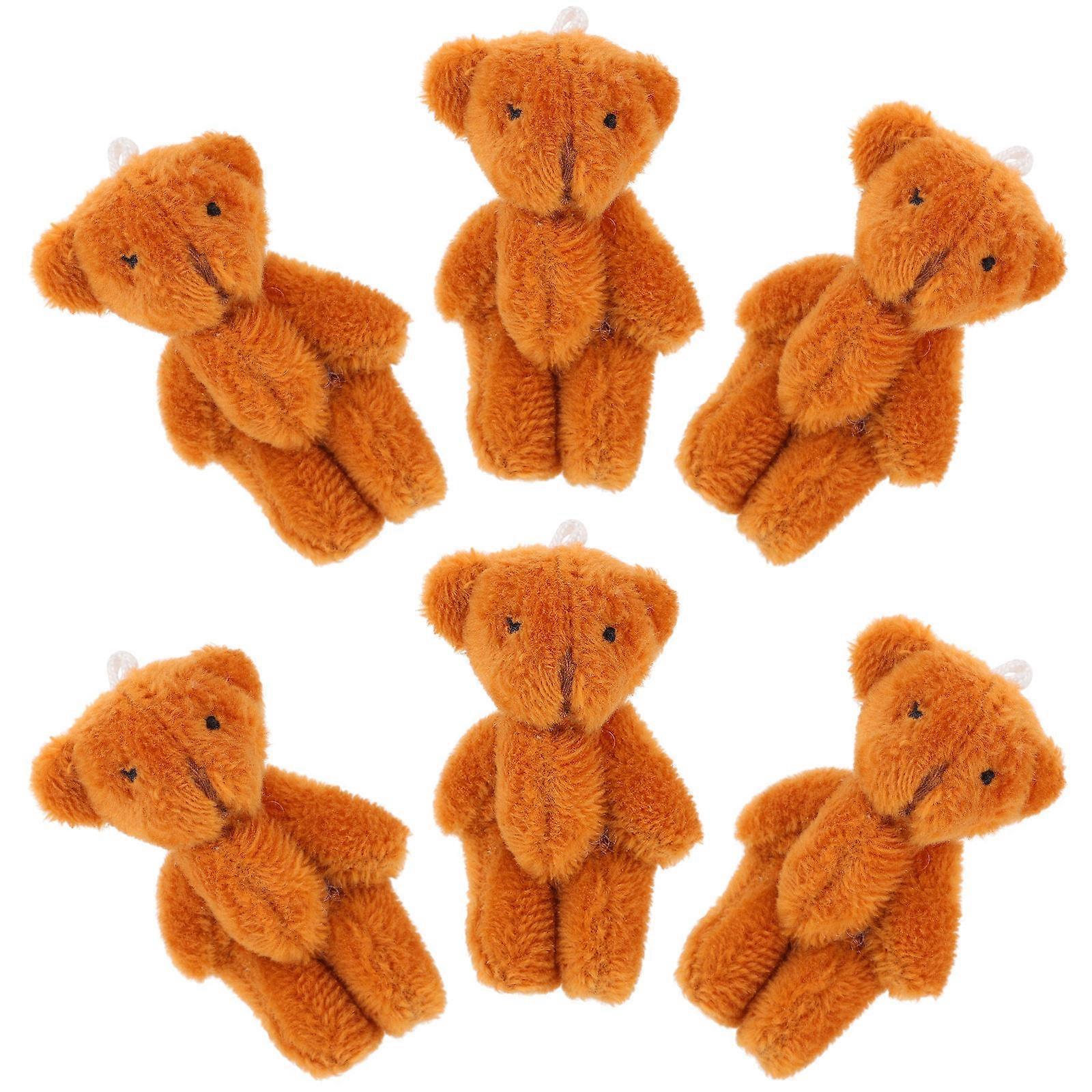 Mini Bear Keychain Pendants Soft Stuffed Animal Bear Doll Hanging Decor 6Pcs