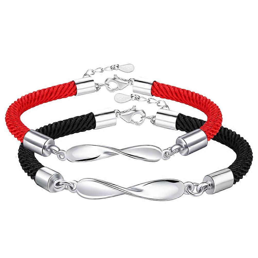 Couple Bracelets Silver Style for Couples 4Pcs Lovers Gift Set