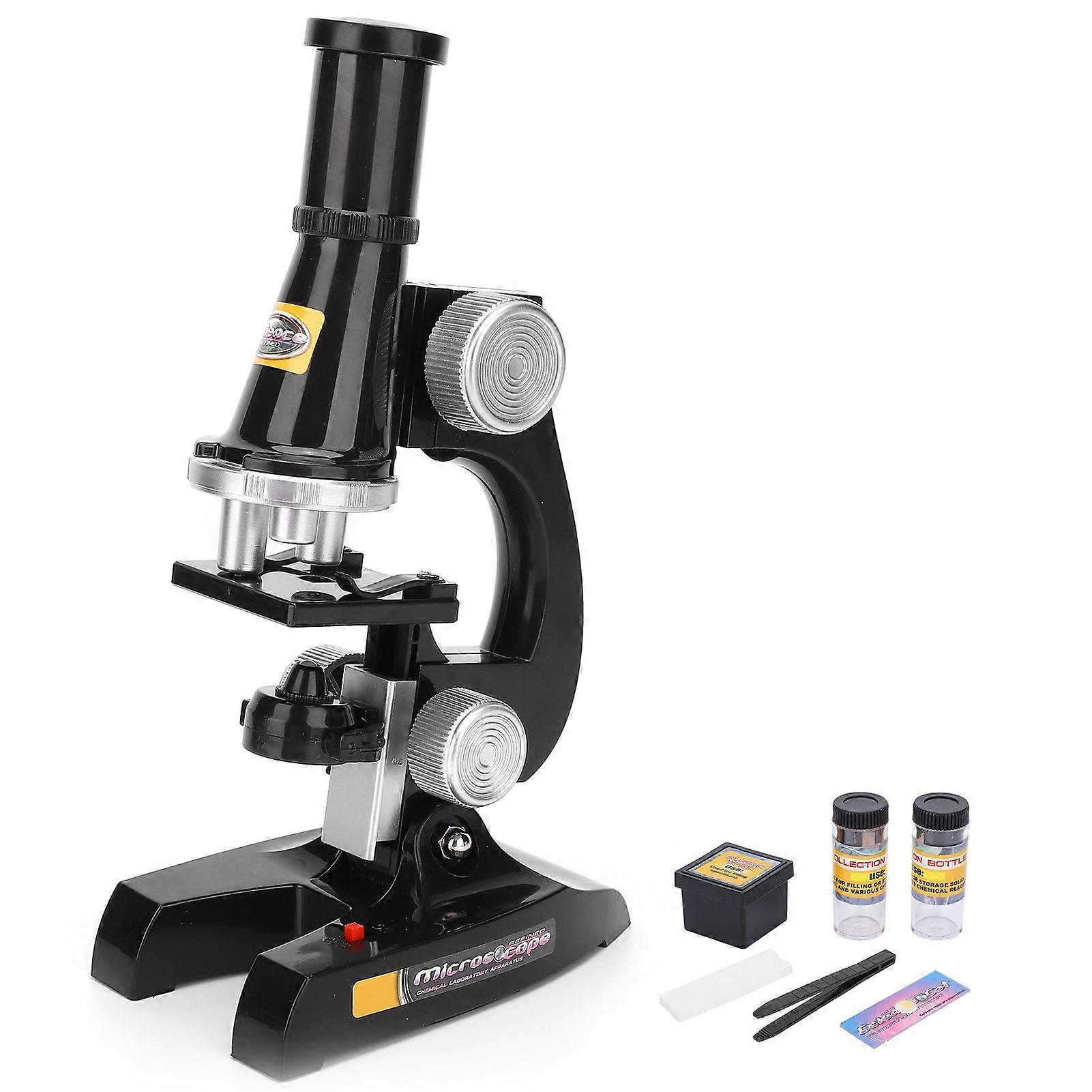 Microscope Kit Laboratory LED Biological Microscope for Home School Educational ToyBlack