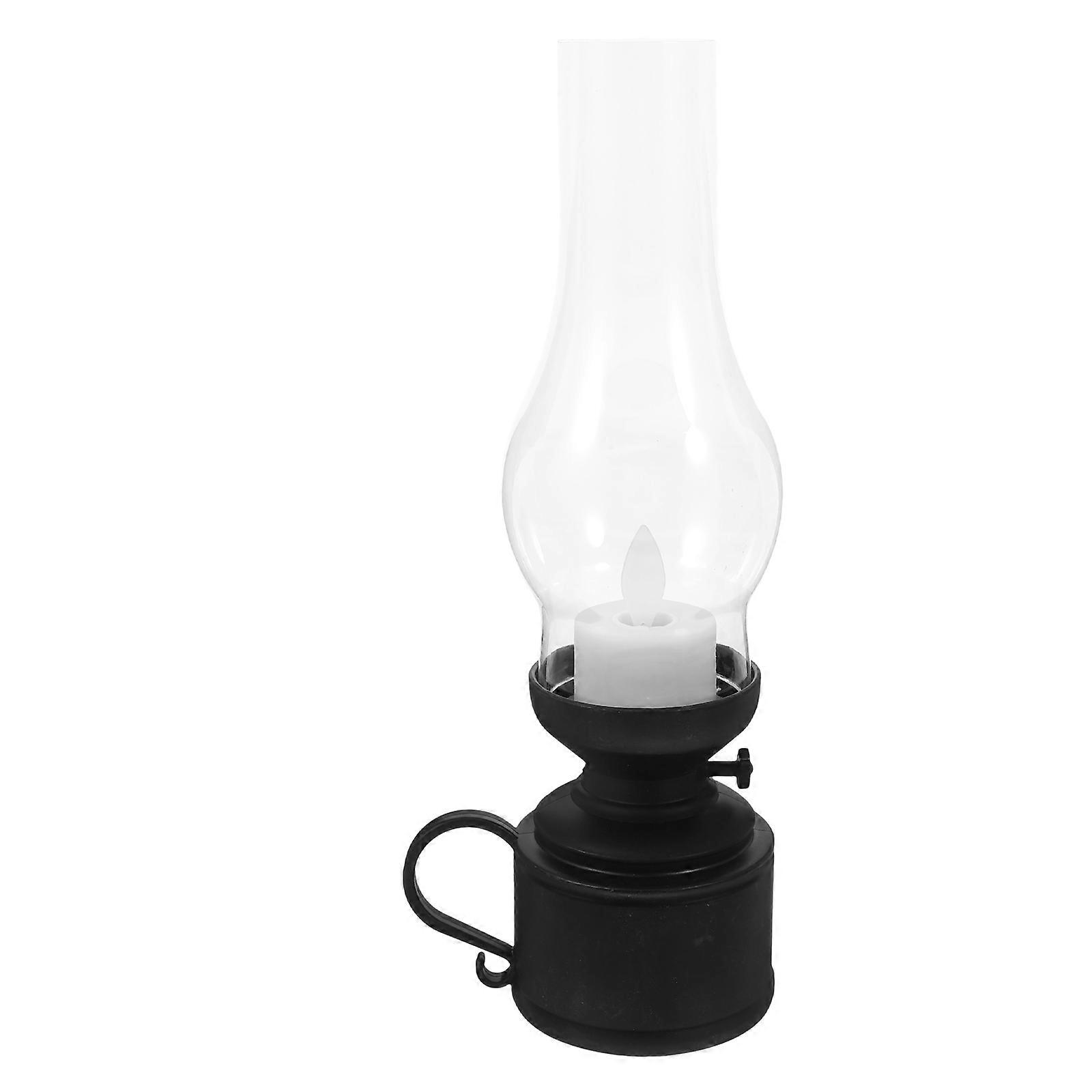 Retro LED Kerosene Lamp Black PP Material for Decor with Craftsmanship