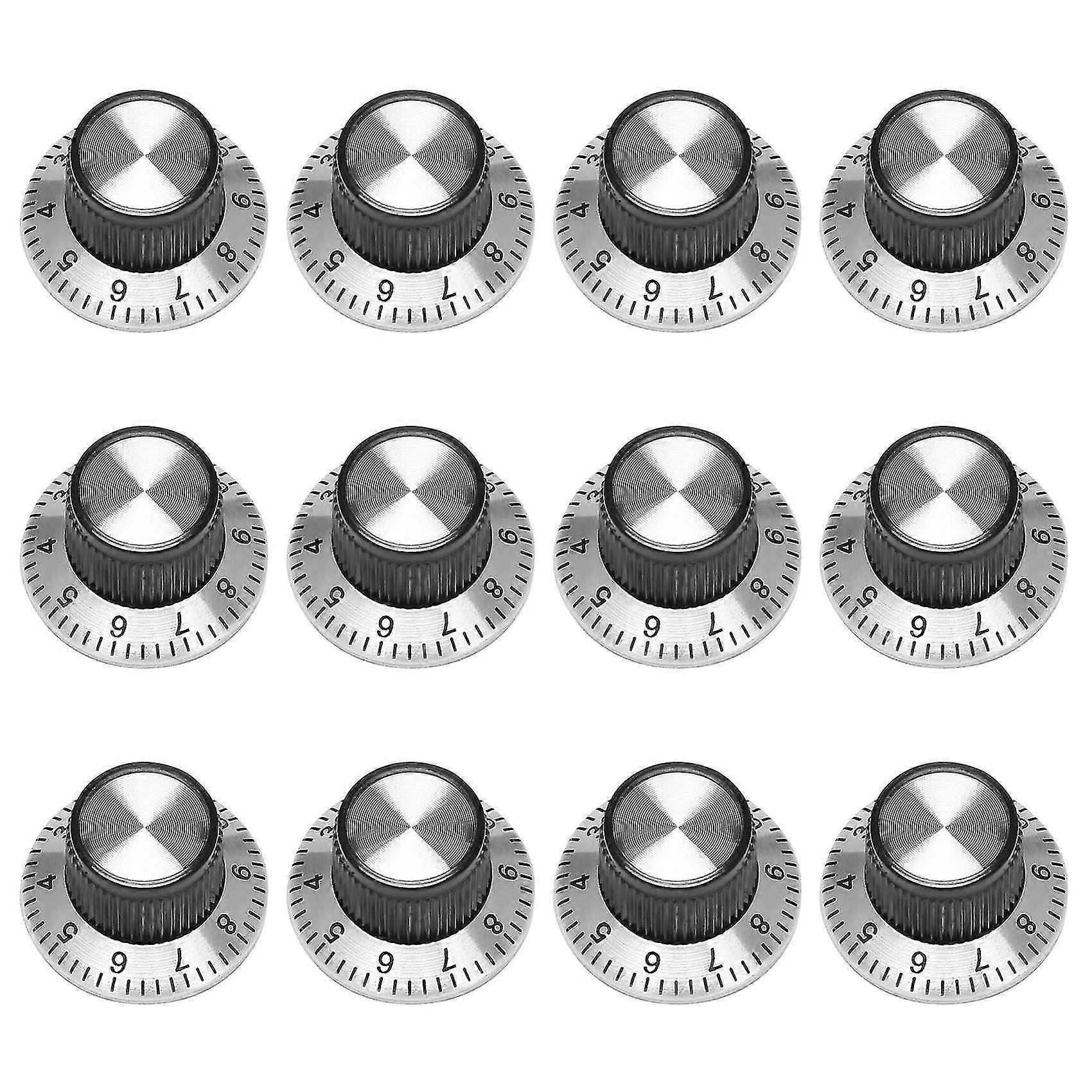 12 x Potentiometer Topf Metallknopf mit 0-9 Drehteller für 6mm Wellenknopf