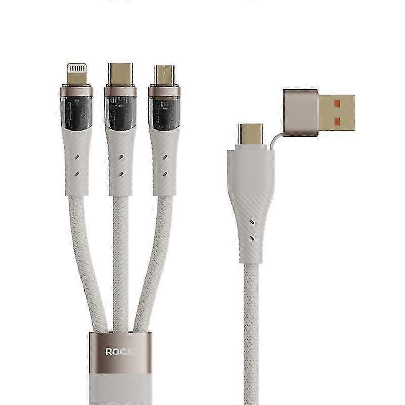 ROCK G20 Two to Three 5A USB+Type-C to 8 Pin+Type-C+Micro USB Fast Charging Data Cable, Length: 1.5m 2 to 3