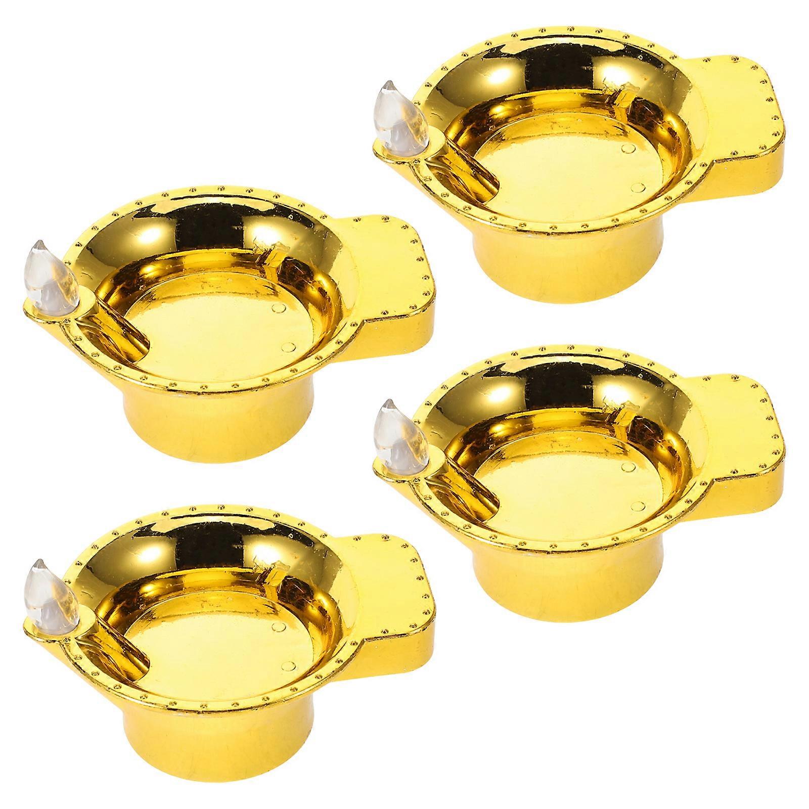 Electric Candles LED Candle Light for Decor 8Pcs Golden Plastic Lamps