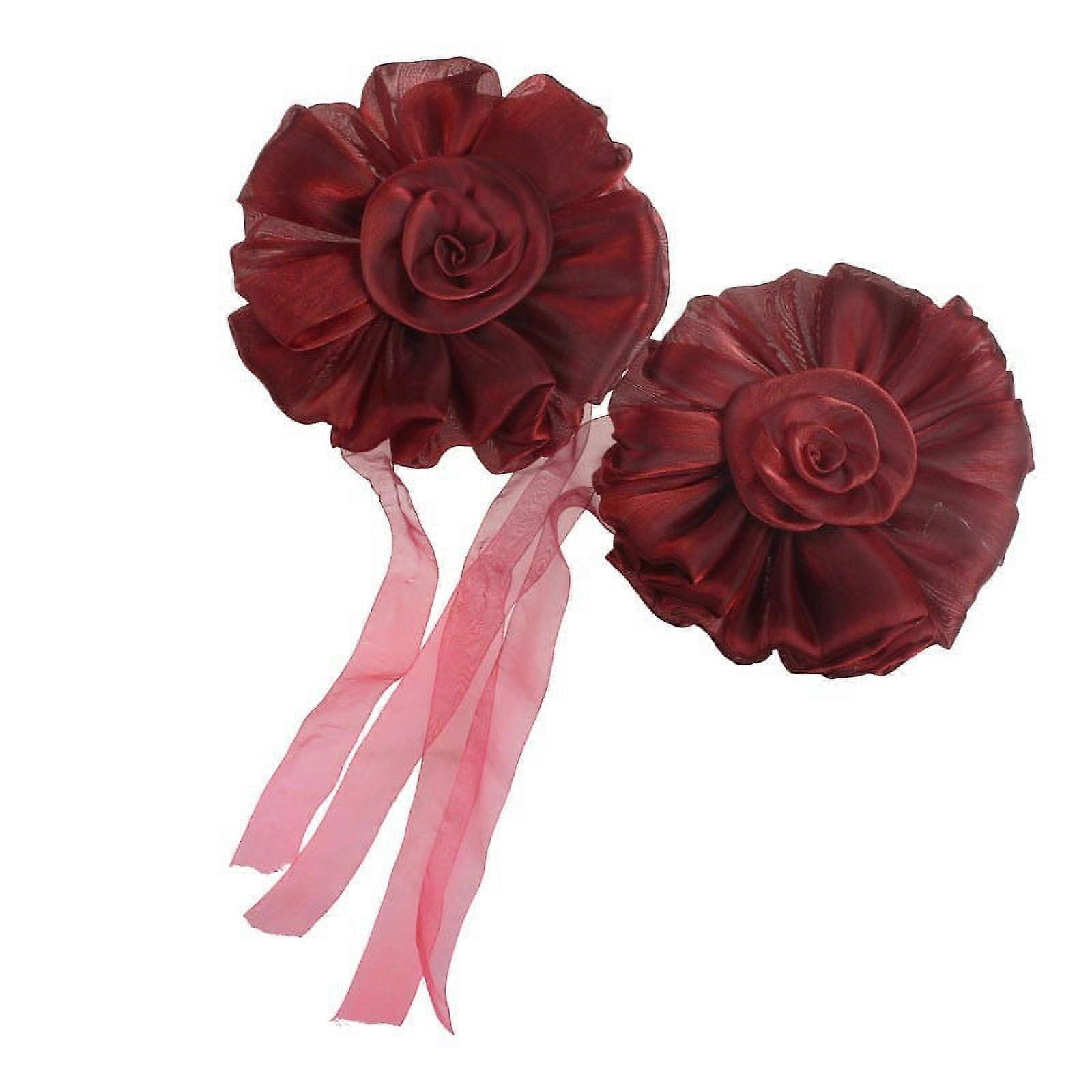 1Pair Rose Flower Window Curtain Tieback Buckle Clamp Hook Fastener Red