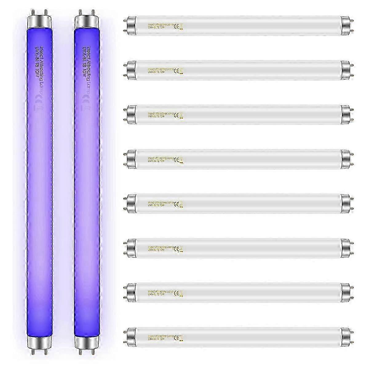 10-Pack Bug Zapper Replacement Bulbs 10W Compatible with 20W Indoor Bug Zapper T8 Base F10W 13-Inch Light Tube