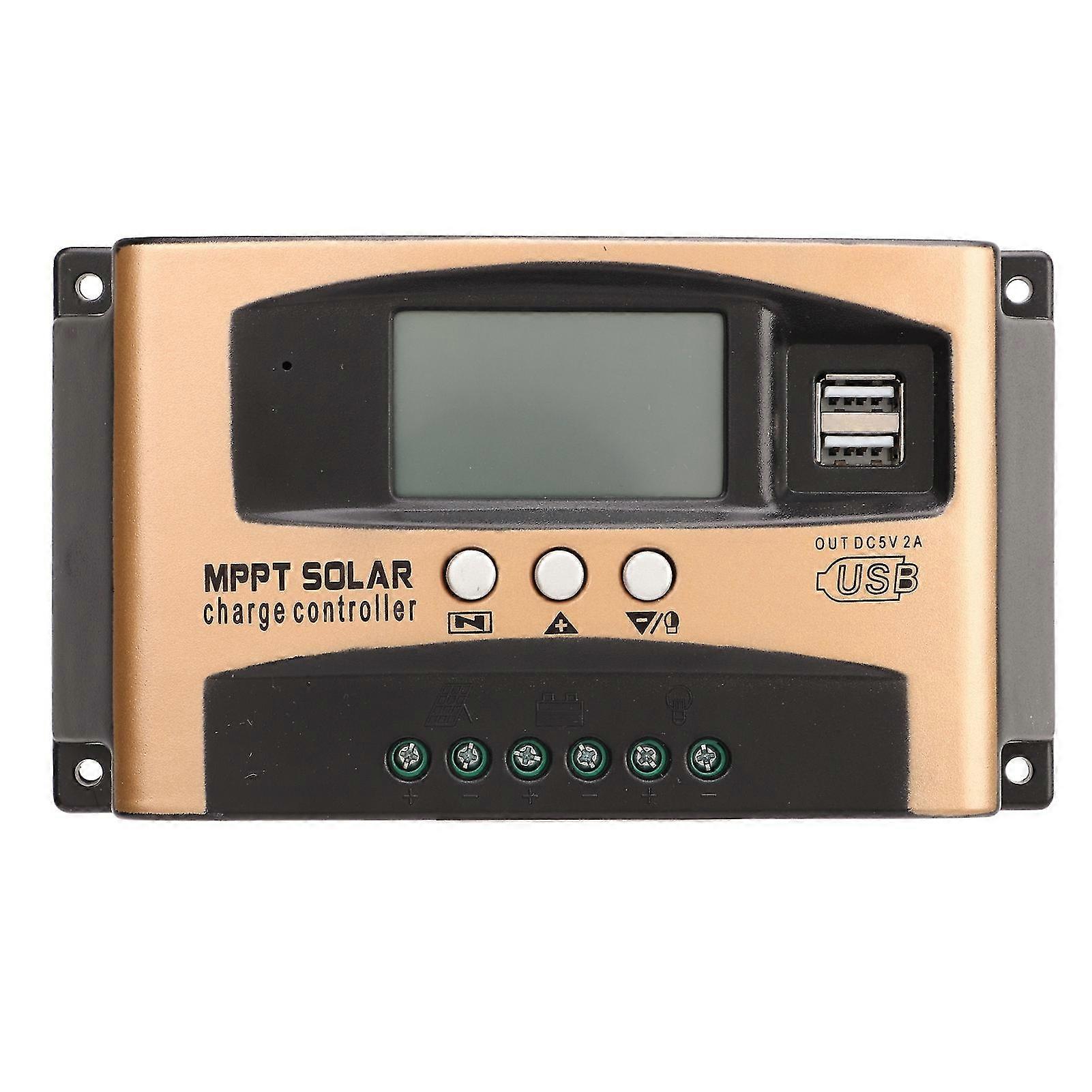 Solar Charge Controller MPPT Solar Charge Controller Solar Panel Regulator with LCD Display Paremeter Adjustable Gold 60A 25-26s