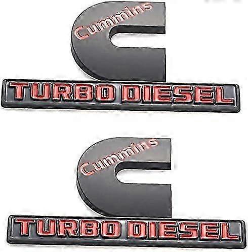 2 Pack Cummins Turbo Diesel Emblems,Badges High Output Nameplate Replacement Sticker for 2500 3500 Fender Emblem(Red)