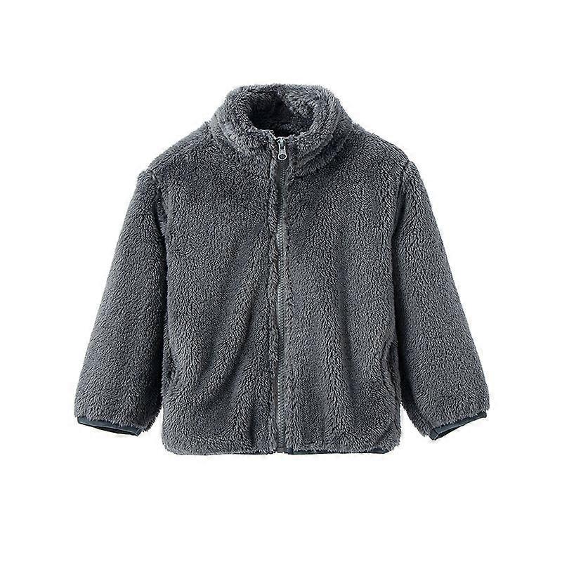 Double-Sided Fleece Jacket for Kids Long Plush Fleece-Lined Warm Coat