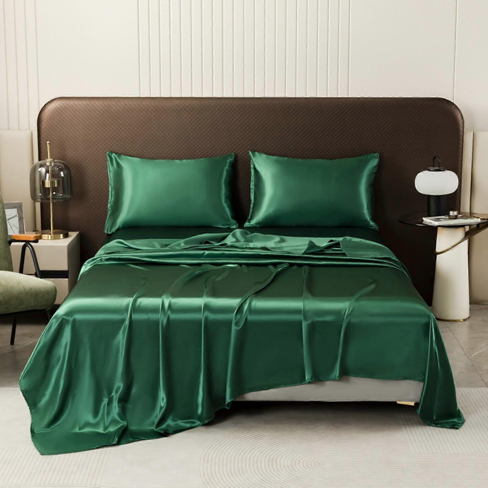 Satin Silk Bedding 206x244cm Soft Satin Bed Sheets Easy Care