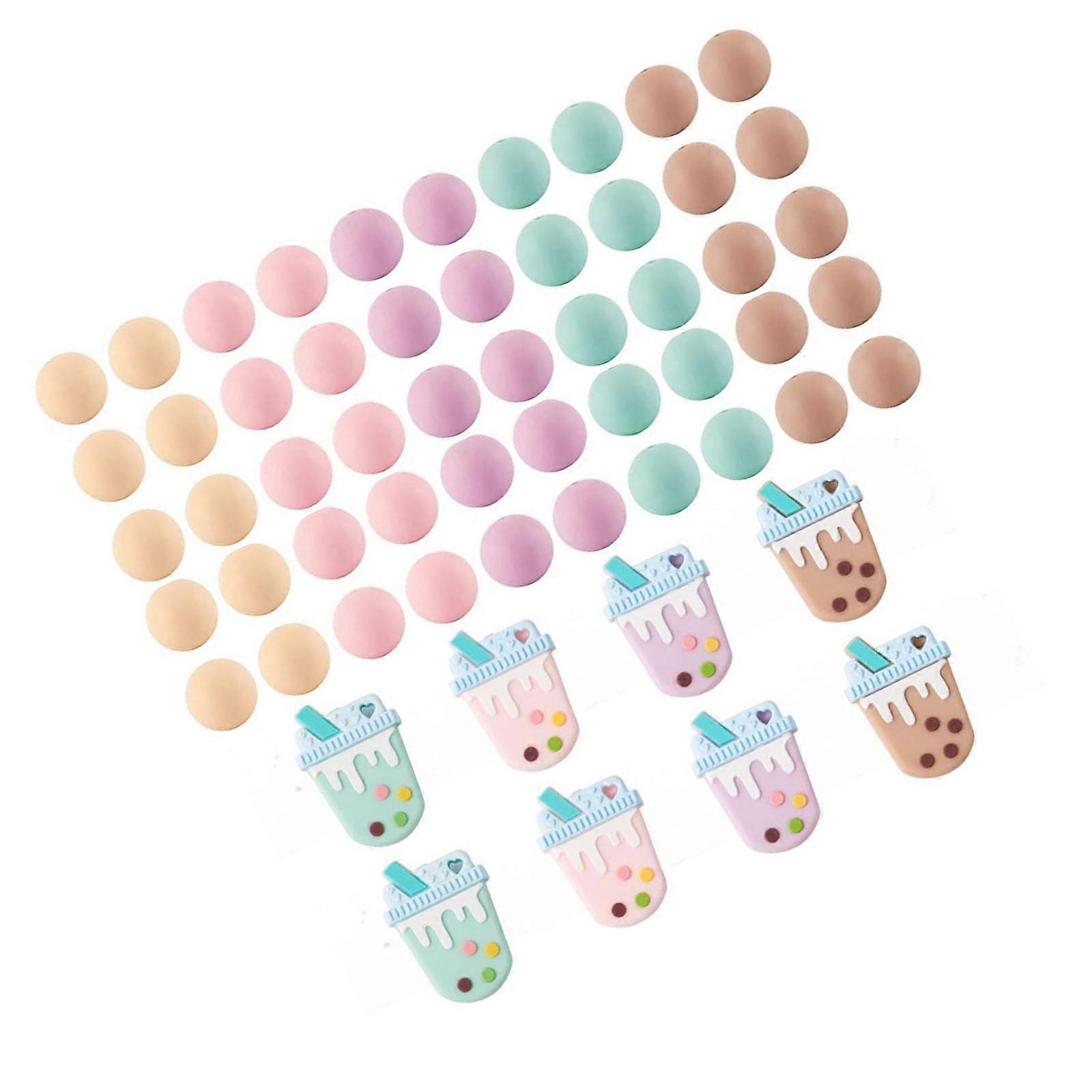 Kit de artesanato DIY com contas de silicone para confecção de pulseiras, pingentes para bolsas e chaveiros, com tema de chá com leite, multicolorido.