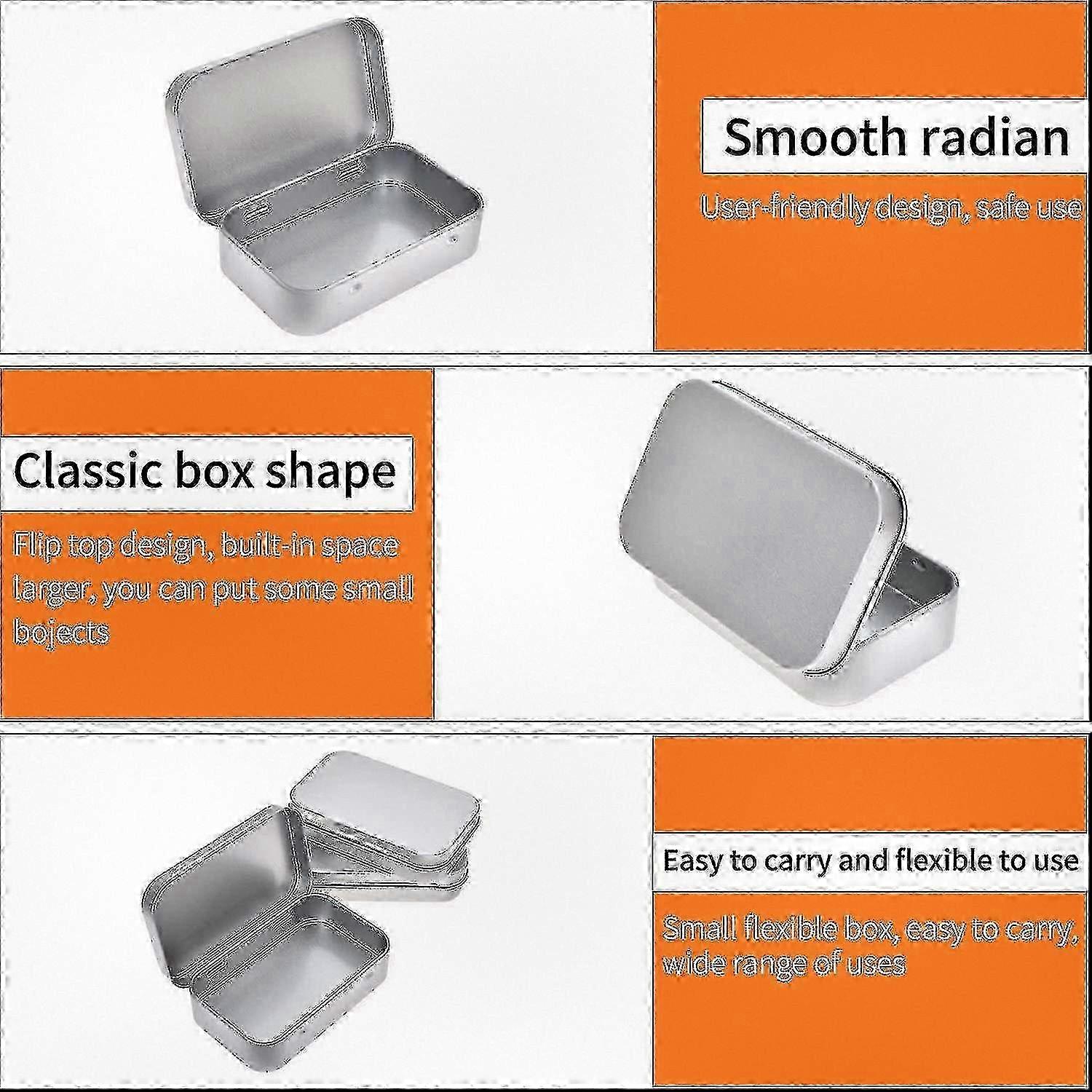 Silver Metal Hinged Rectangular Tins - 30 Pack Small Storage Boxes for Home Organization Mini Portable Containers
