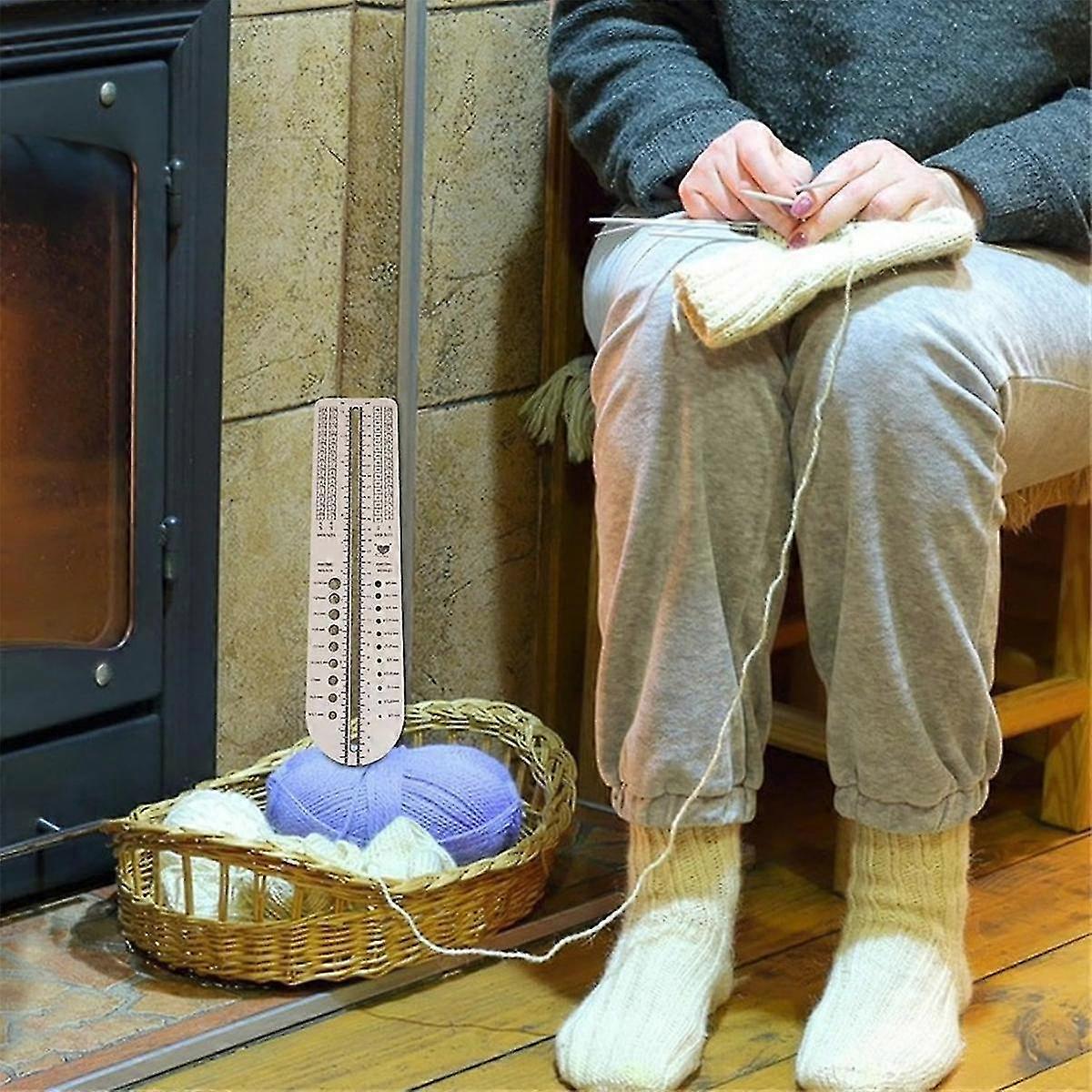 Wooden Sock Ruler for Knitting & Sewing - Multifunctional Lightweight Measuring Tool, Accurate Sizing for Beginners