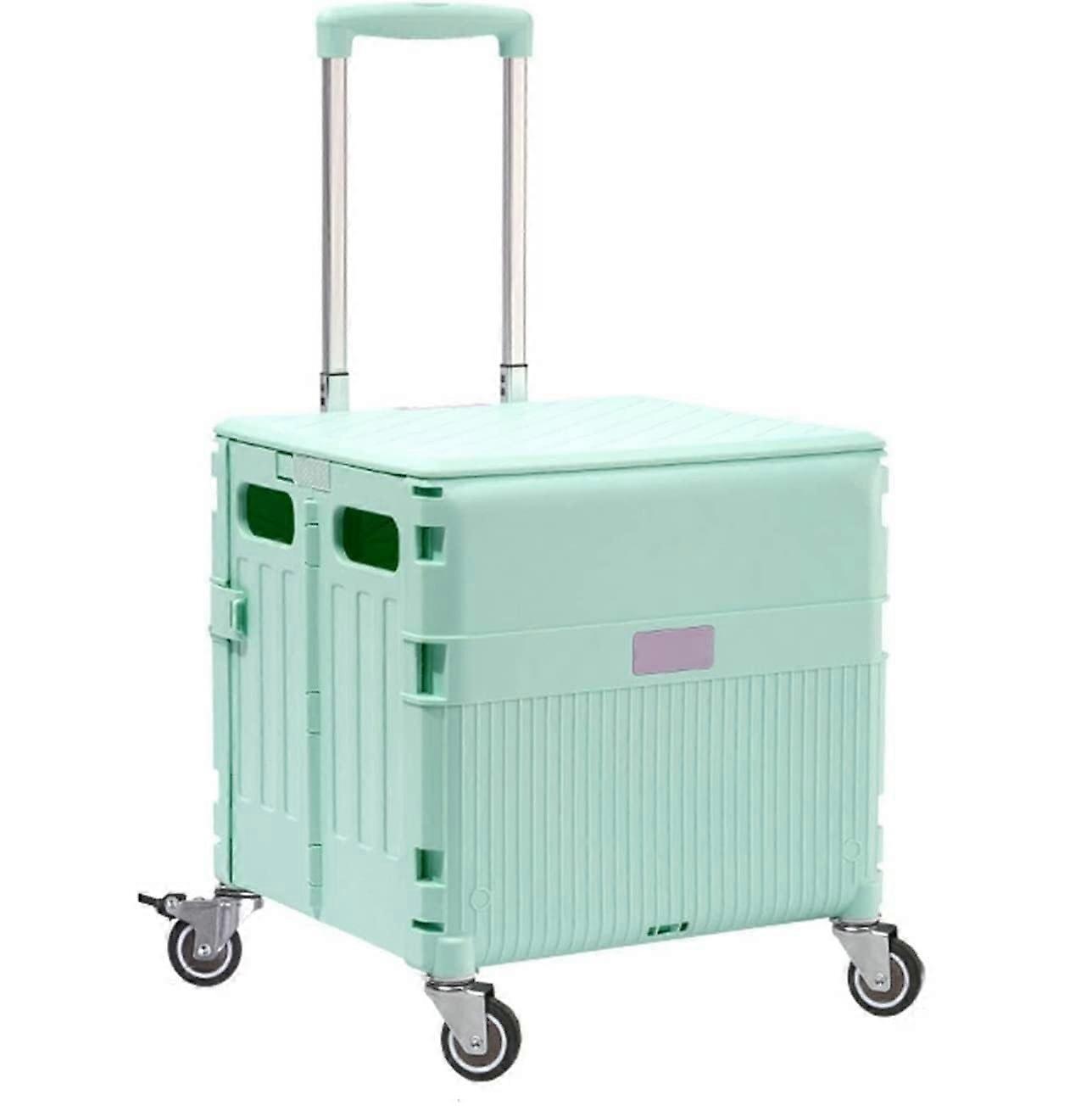 Folding Shopping Cart Green Foldable Trolley 94x39 cm Rolling Cart for Grocery Shopping Storage Crates