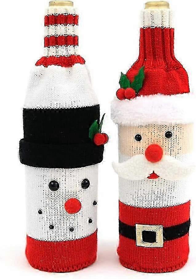 かわいいクリスマスセーターワインボトルキャップ、手作りクリスマス装飾ワインボトルセーター2ピースクリスマス
