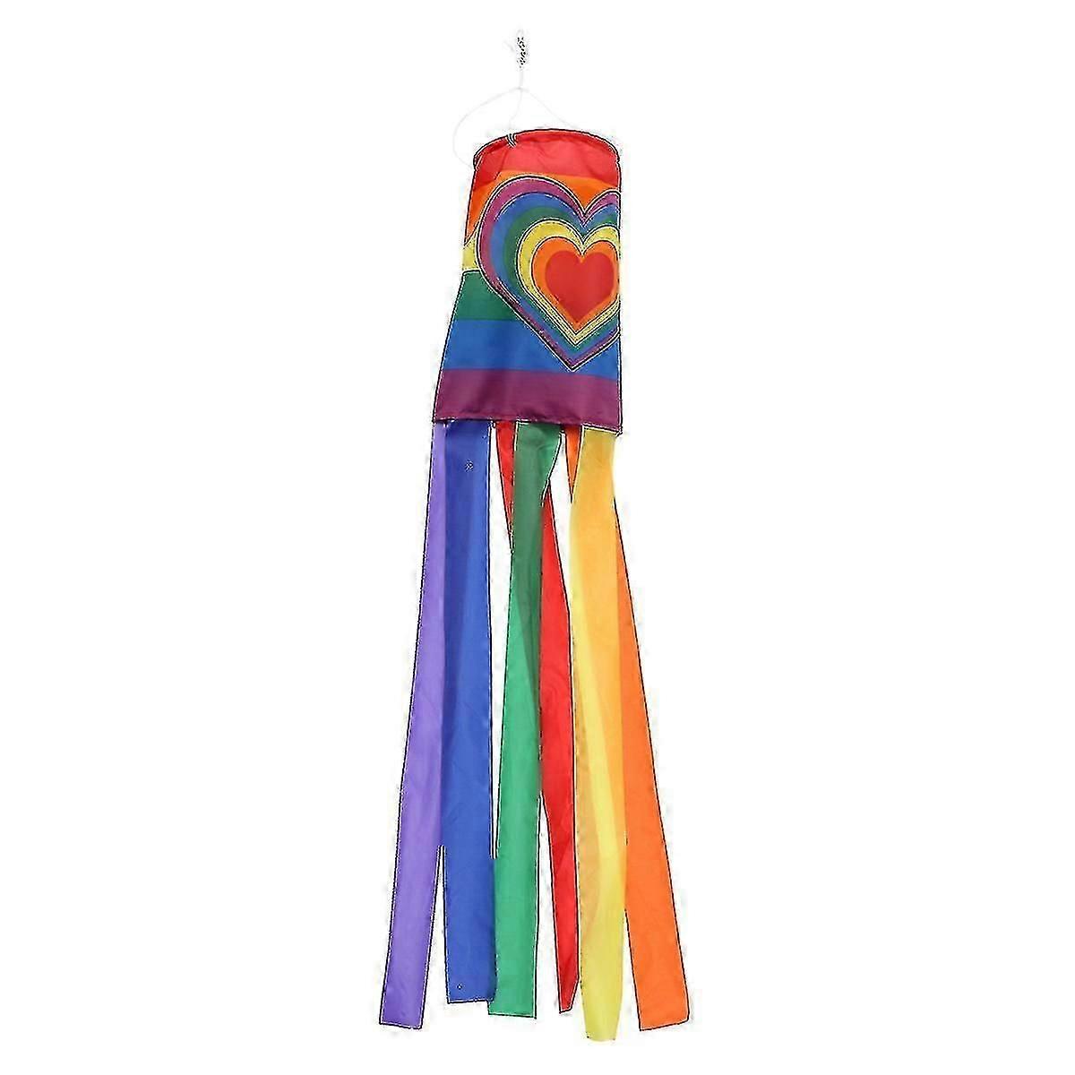 1pc Wind Sleeve Heart Rainbow Wind Sock Wind Direction Flag Wind Cone For Garden