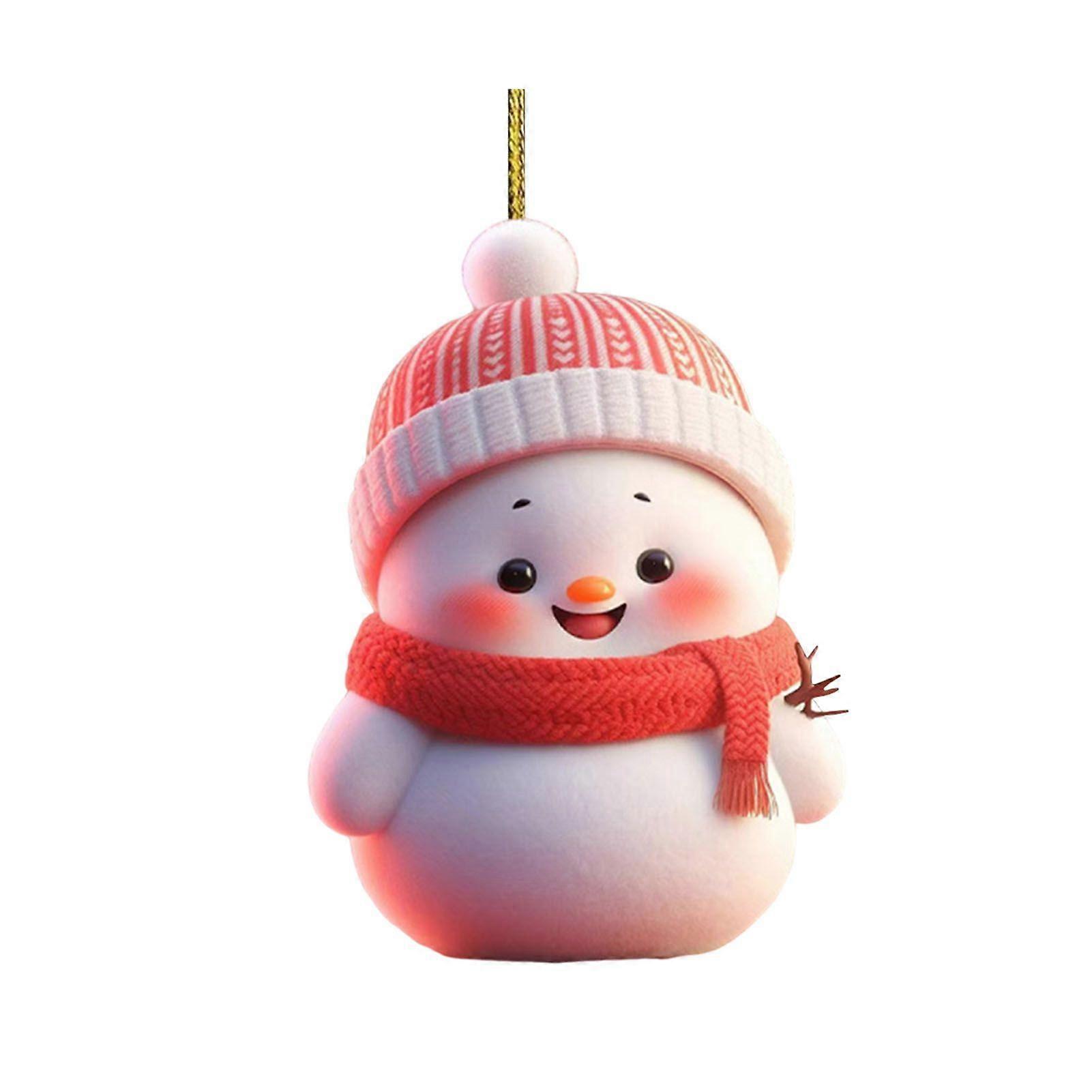 Jikaixiang Christmas Ornament 2D Cartoon Snowman Shape Hanging Decoration with Lanyard Festive Atmosphere Christmas Decor