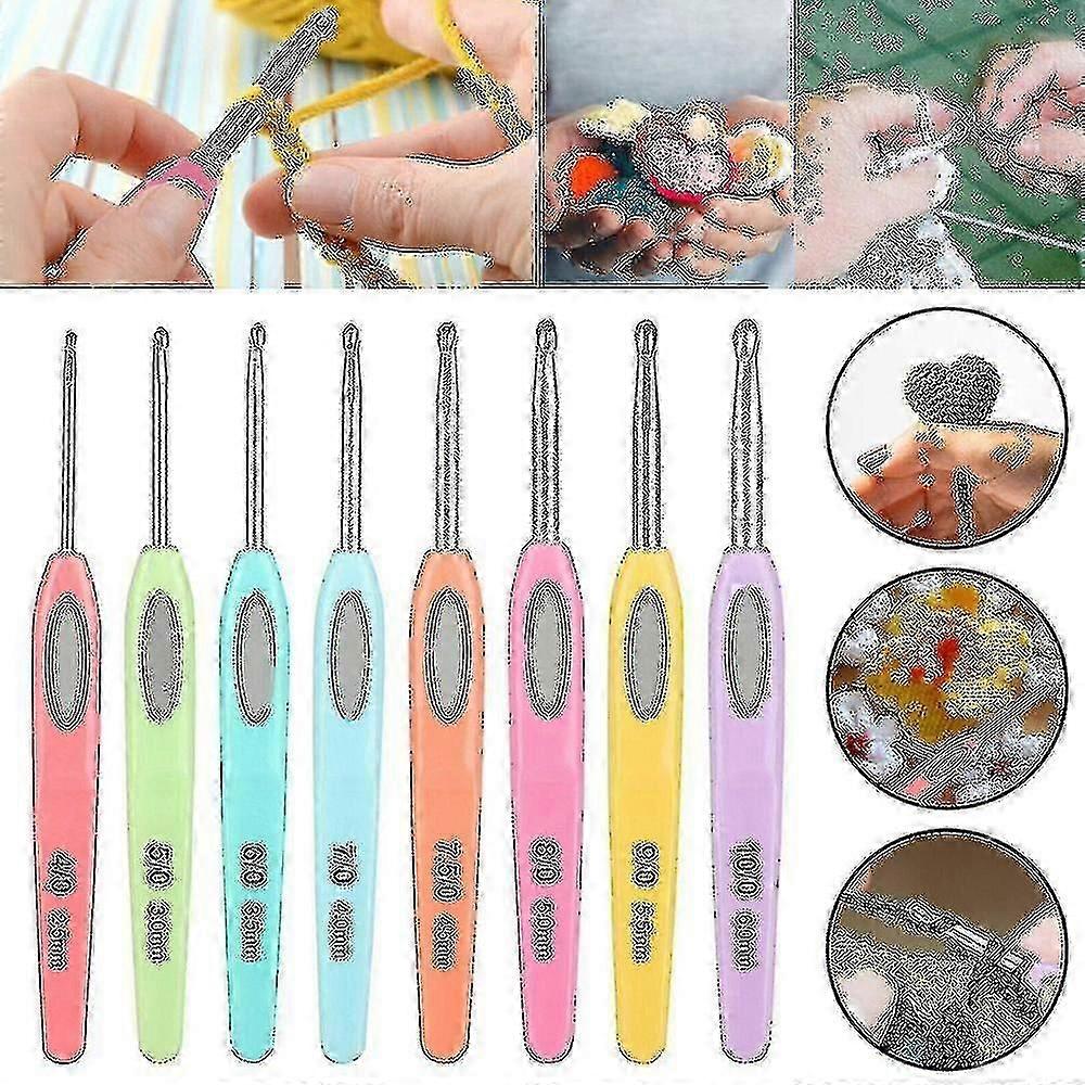 8pcs Ergonomic Crochet Hooks Set Soft Needles Crafts Sewing Knitting Hooks Tool