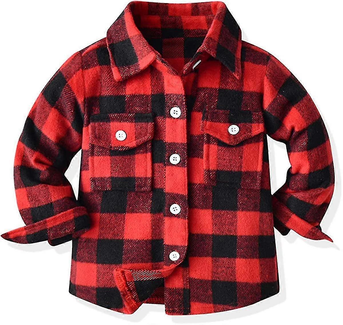 Uudet vauvan ja tytön flanellipitkähihaiset nappilaidat, joissa on kaulus ja ruutukuvioiset takit syksyn ja talven lämpimään käyttöön